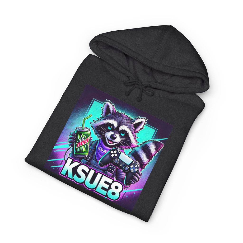 Raccoon Gamer Hoodie – KSUE8 Neon Arcade Pullover