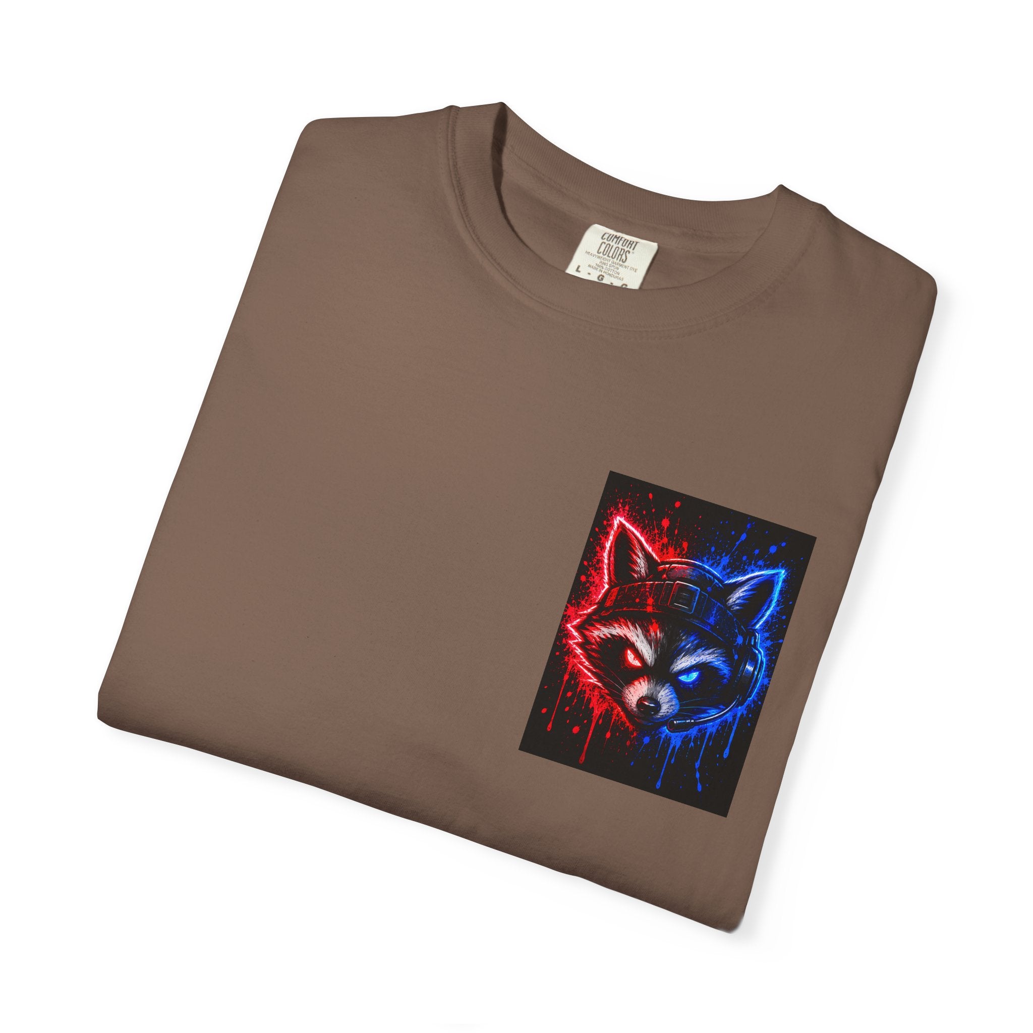 Raccoon Gaming Neon Poster T-Shirt — "Look In, Speak Up, Shine Out" Motivational Tee