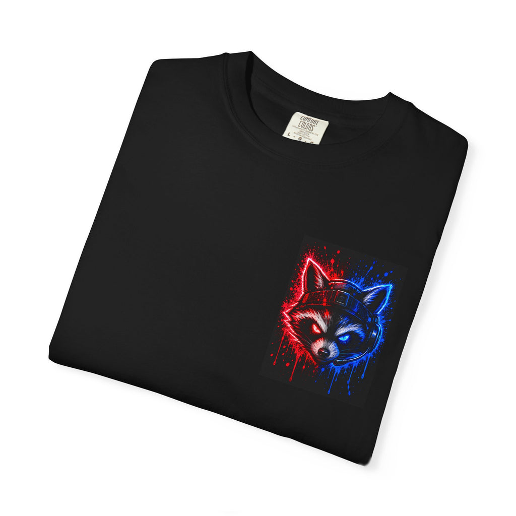 Raccoon Gaming Neon Poster T-Shirt — "Look In, Speak Up, Shine Out" Motivational Tee