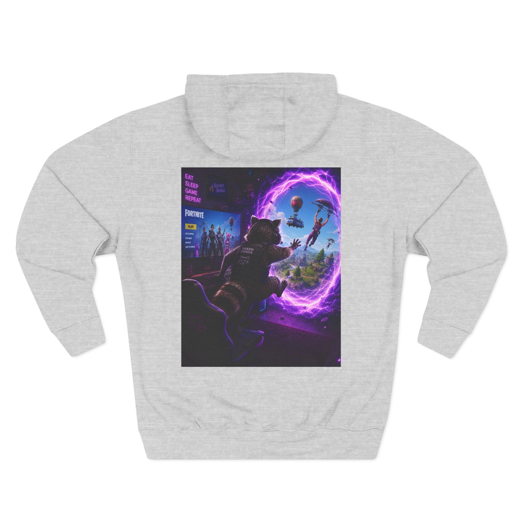 Raccoon Portal Graphic Hoodie — Gaming Sci‑Fi Fleece Pullover