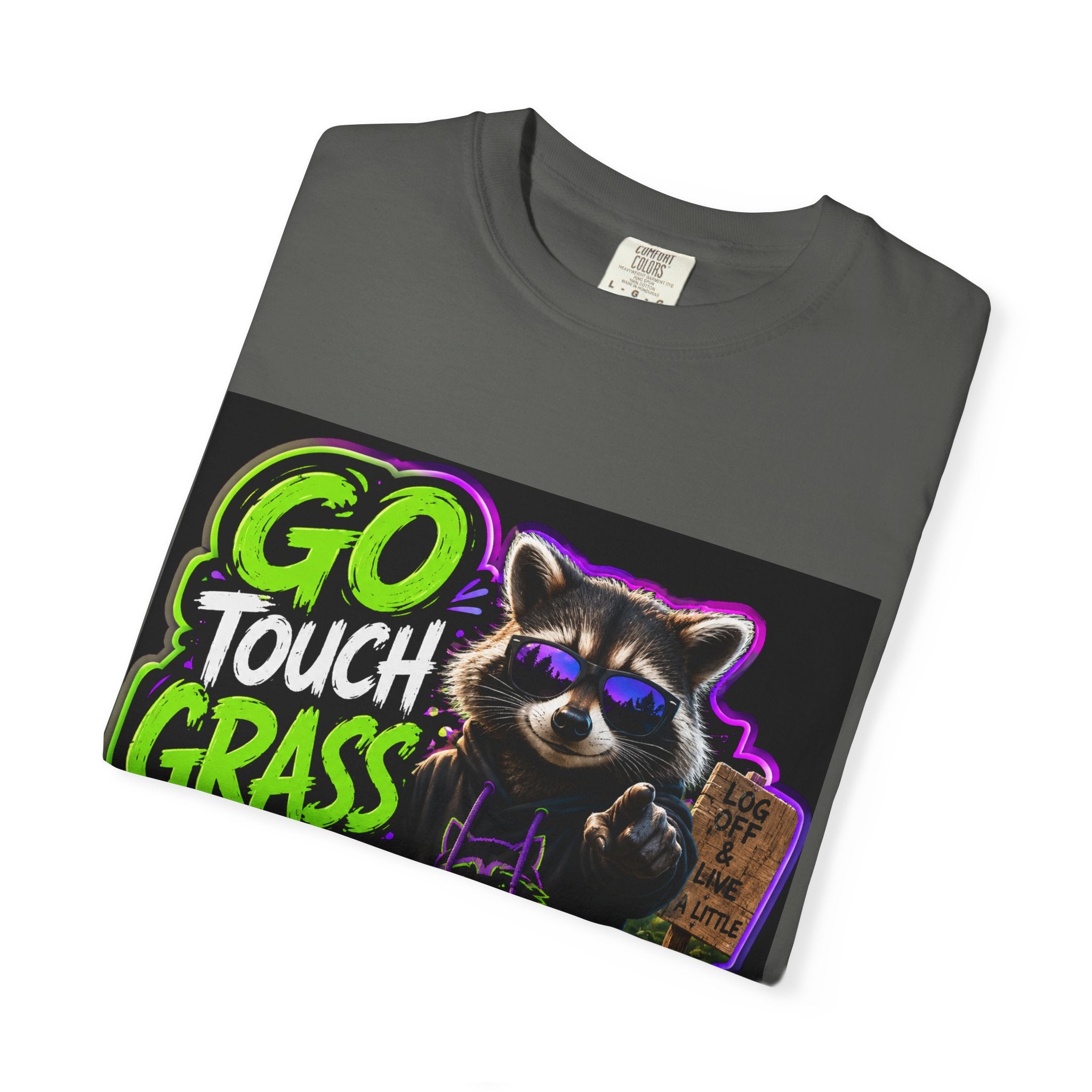 Raccoon 'Go Touch Grass Bro' Graphic T-Shirt