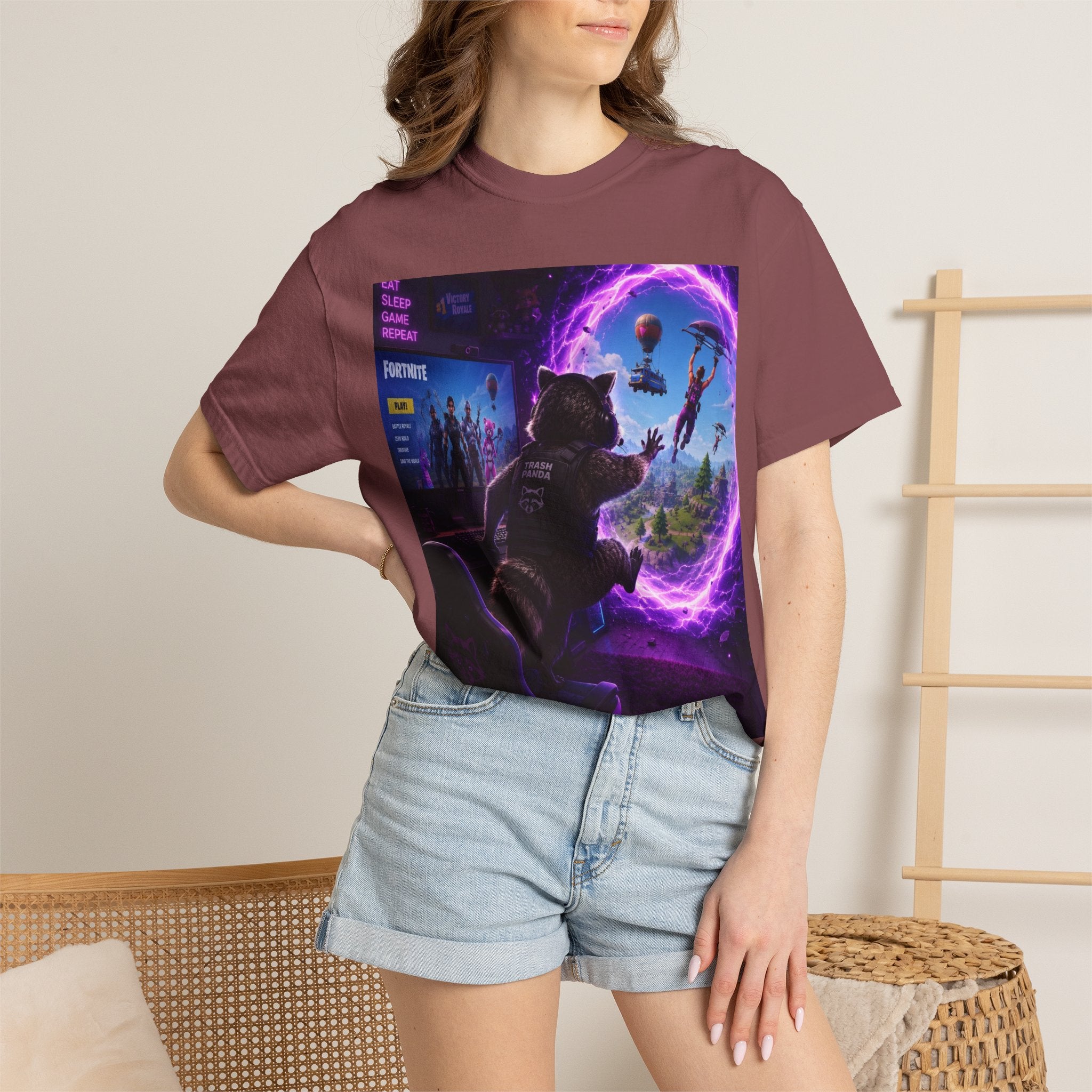 T-Shirt — Fortnite Portal Graphic Tee (Raccoon Watching Portal)
