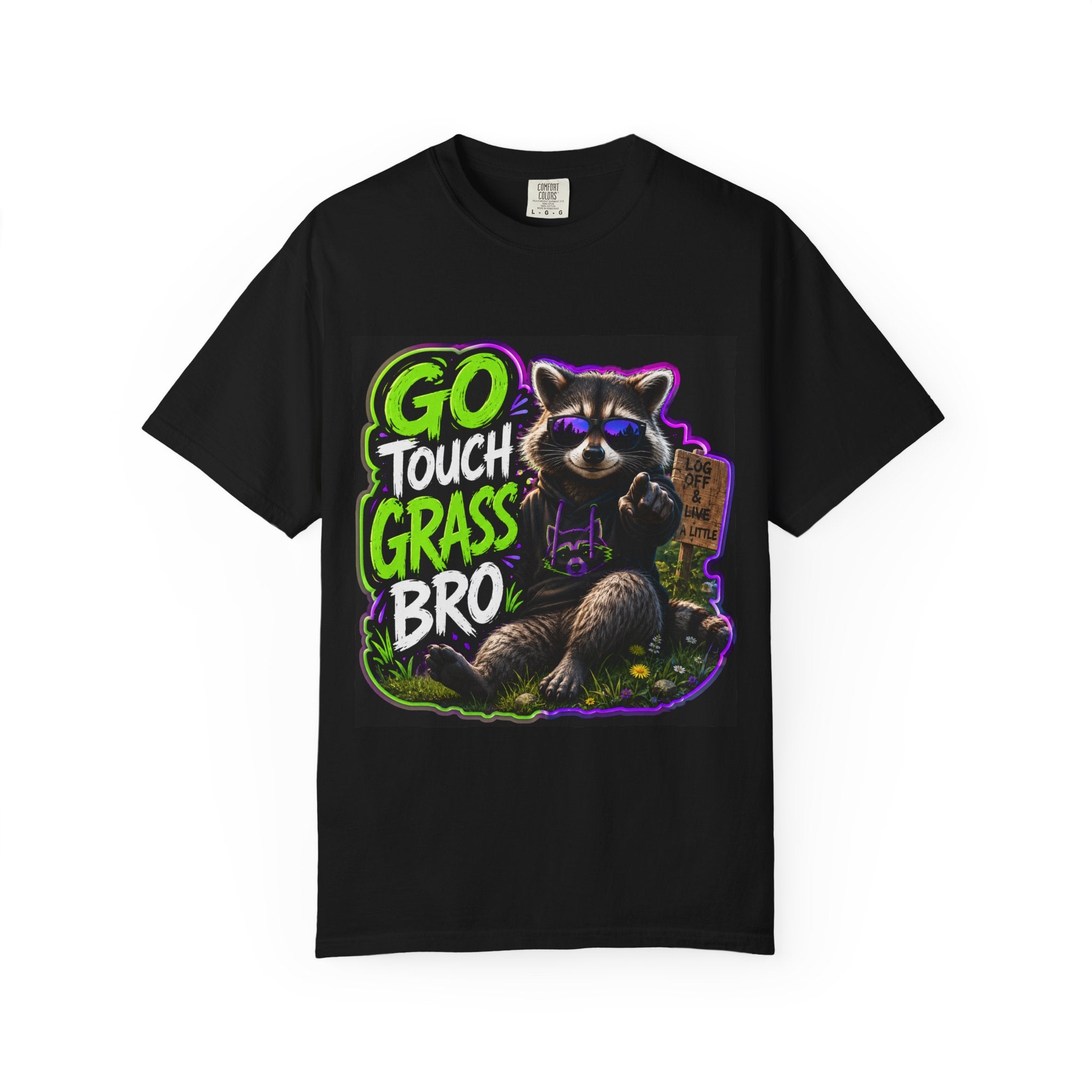 Raccoon 'Go Touch Grass Bro' Graphic T-Shirt