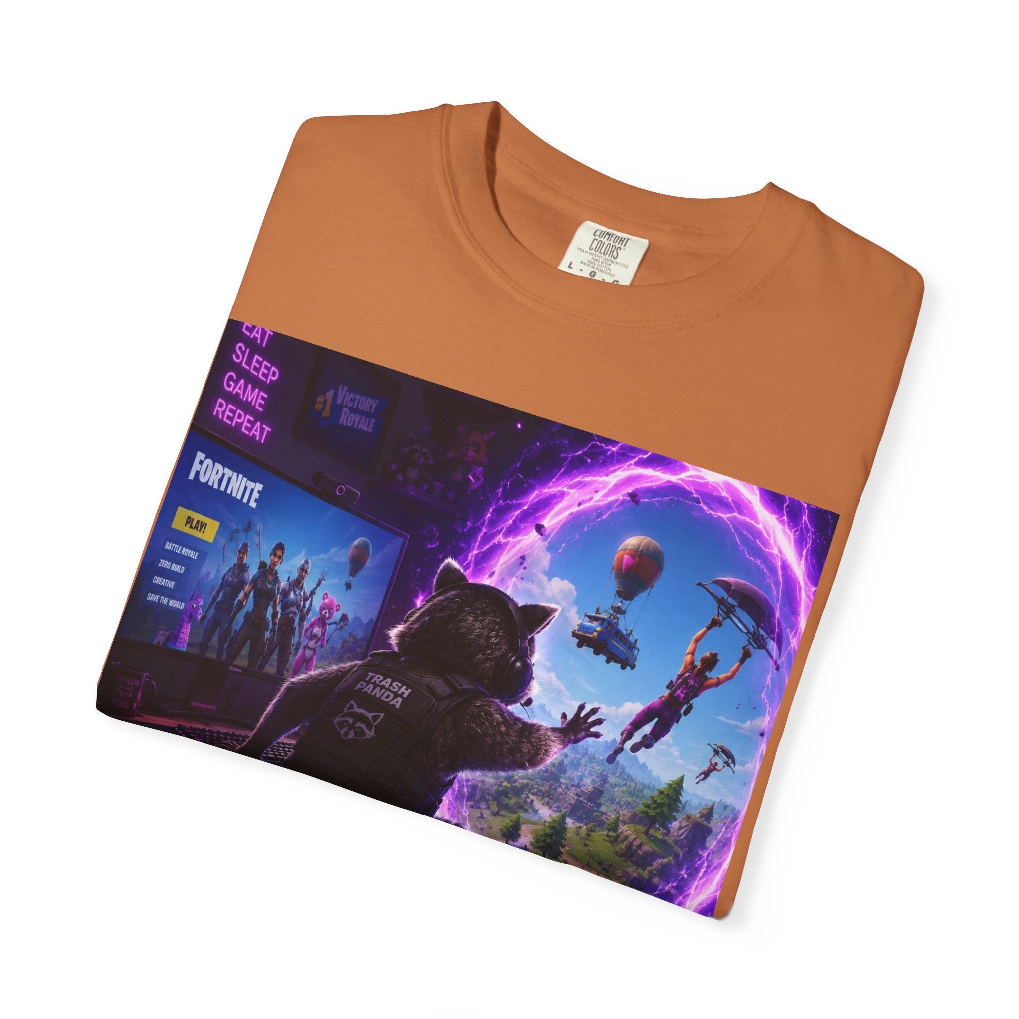 T-Shirt — Fortnite Portal Graphic Tee (Raccoon Watching Portal)