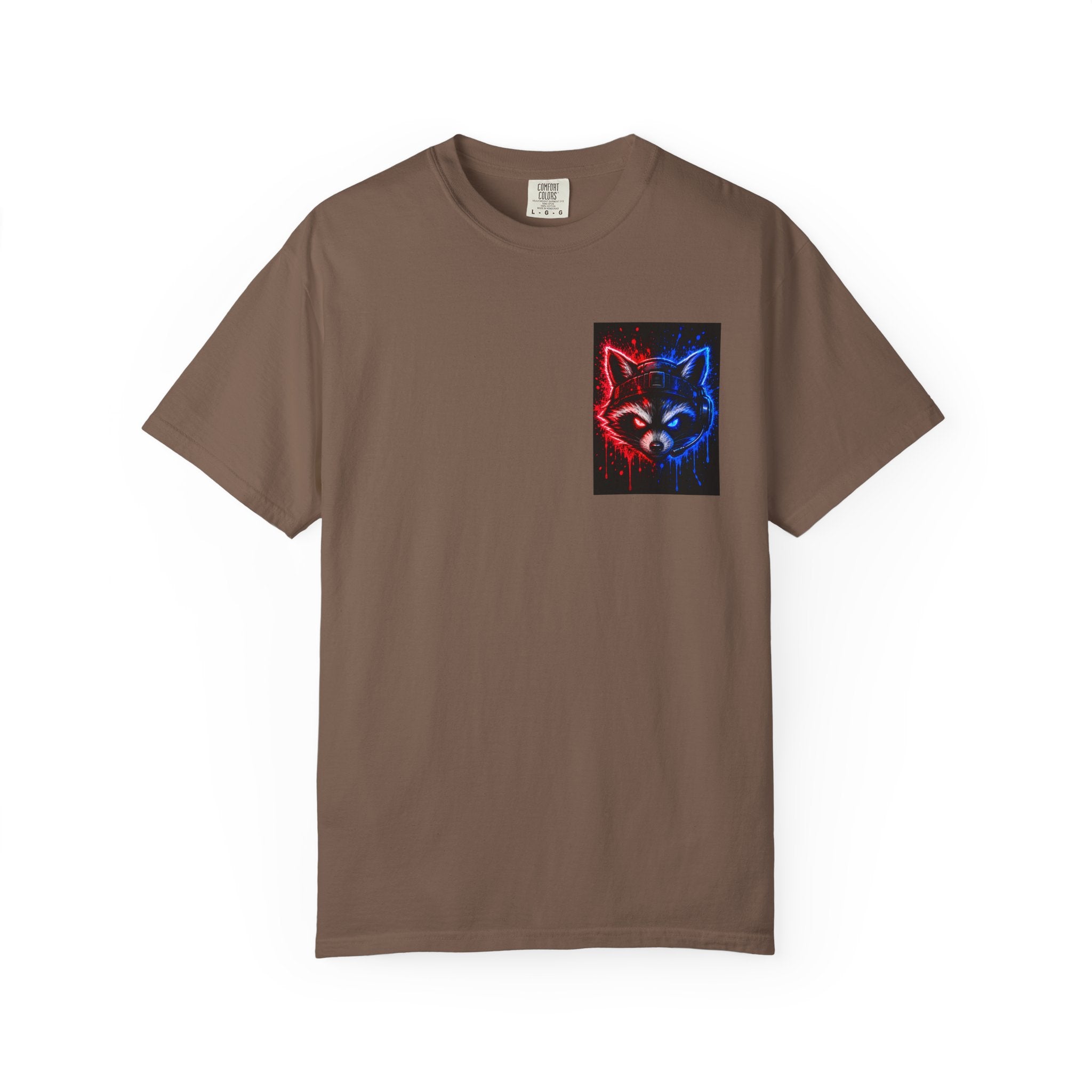 Raccoon Gaming Neon Poster T-Shirt — "Look In, Speak Up, Shine Out" Motivational Tee
