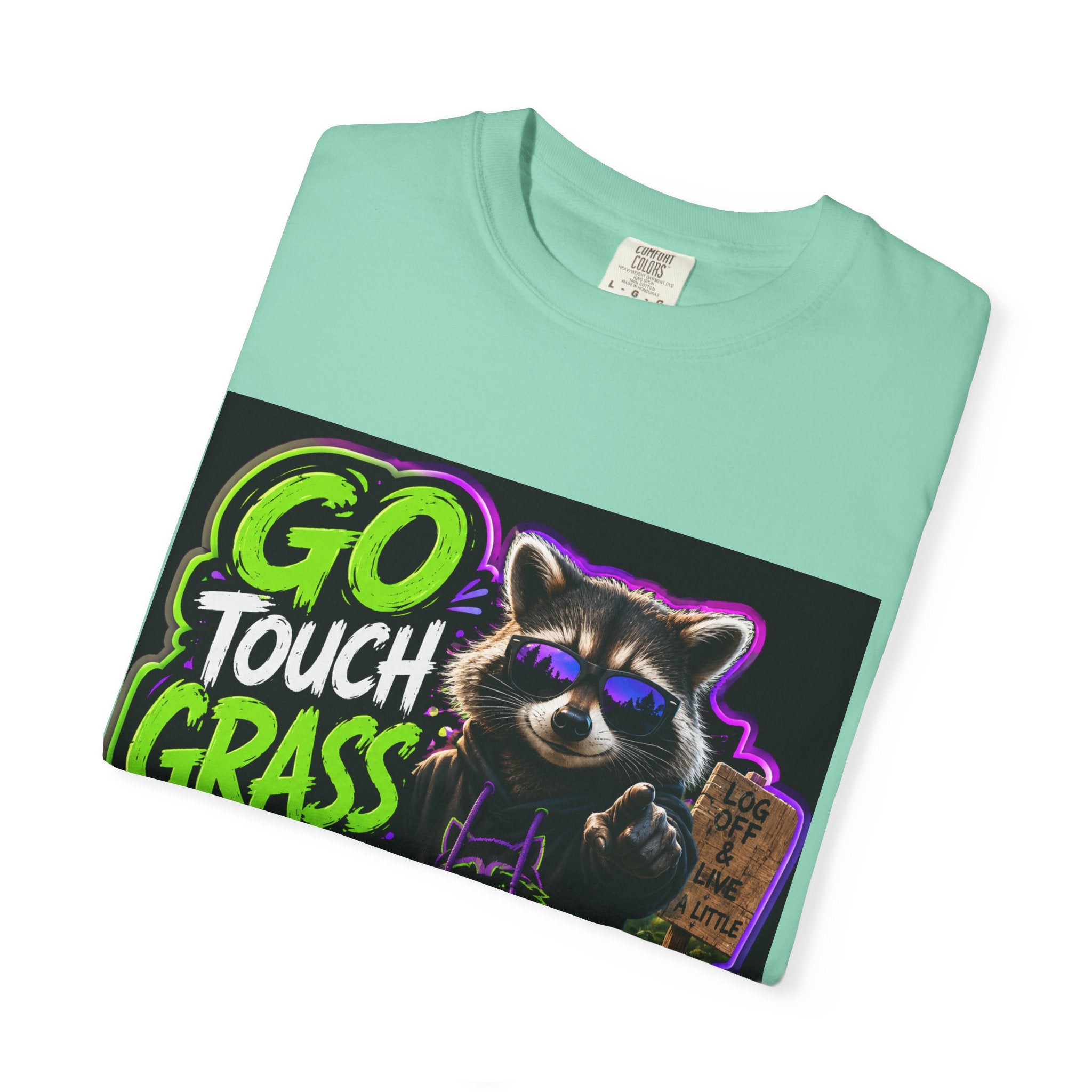 Raccoon 'Go Touch Grass Bro' Graphic T-Shirt