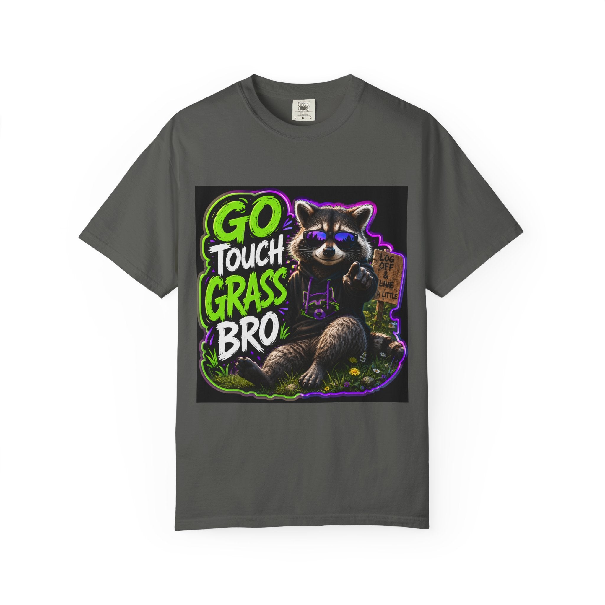 Raccoon 'Go Touch Grass Bro' Graphic T-Shirt