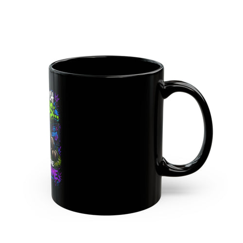 Gamer Sloth Mug — "Go Touch Grass... After One More Game" Black Coffee Cup (11oz/15oz)