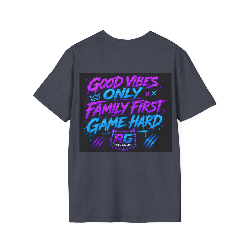 Raccoon Neon Graphic T-Shirt — "Good Vibes Only" Retro Gamer Streetwear