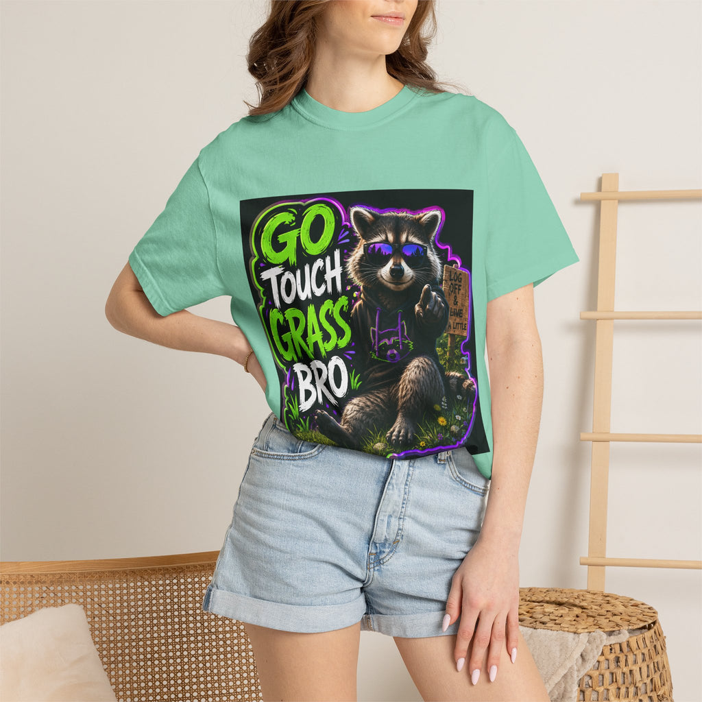 Raccoon 'Go Touch Grass Bro' Graphic T-Shirt