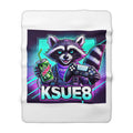 Gamer Raccoon Sherpa Fleece Blanket — KSUE8 Controller & Soda Gaming Throw