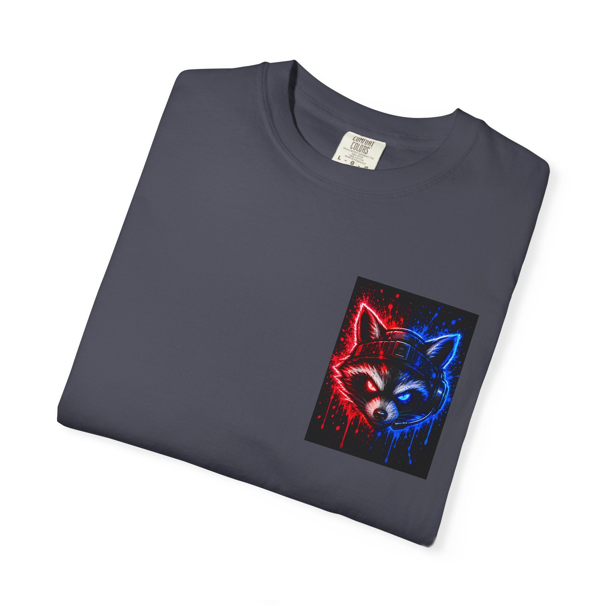 Raccoon Gaming Neon Poster T-Shirt — "Look In, Speak Up, Shine Out" Motivational Tee