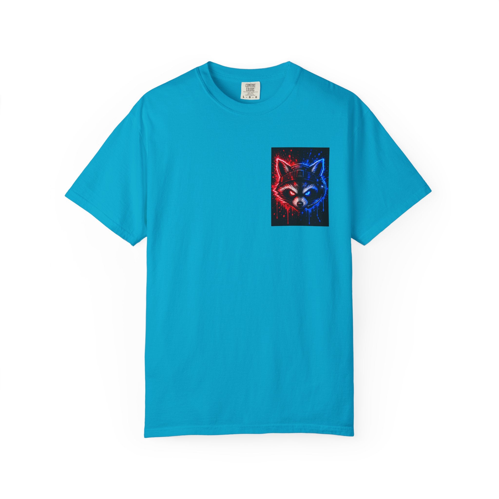 Raccoon Gaming Neon Poster T-Shirt — "Look In, Speak Up, Shine Out" Motivational Tee