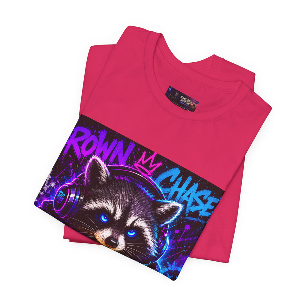 Crown Chaser Raccoon Gaming Tee — "Every Match is Earned" Gamer T-Shirt
