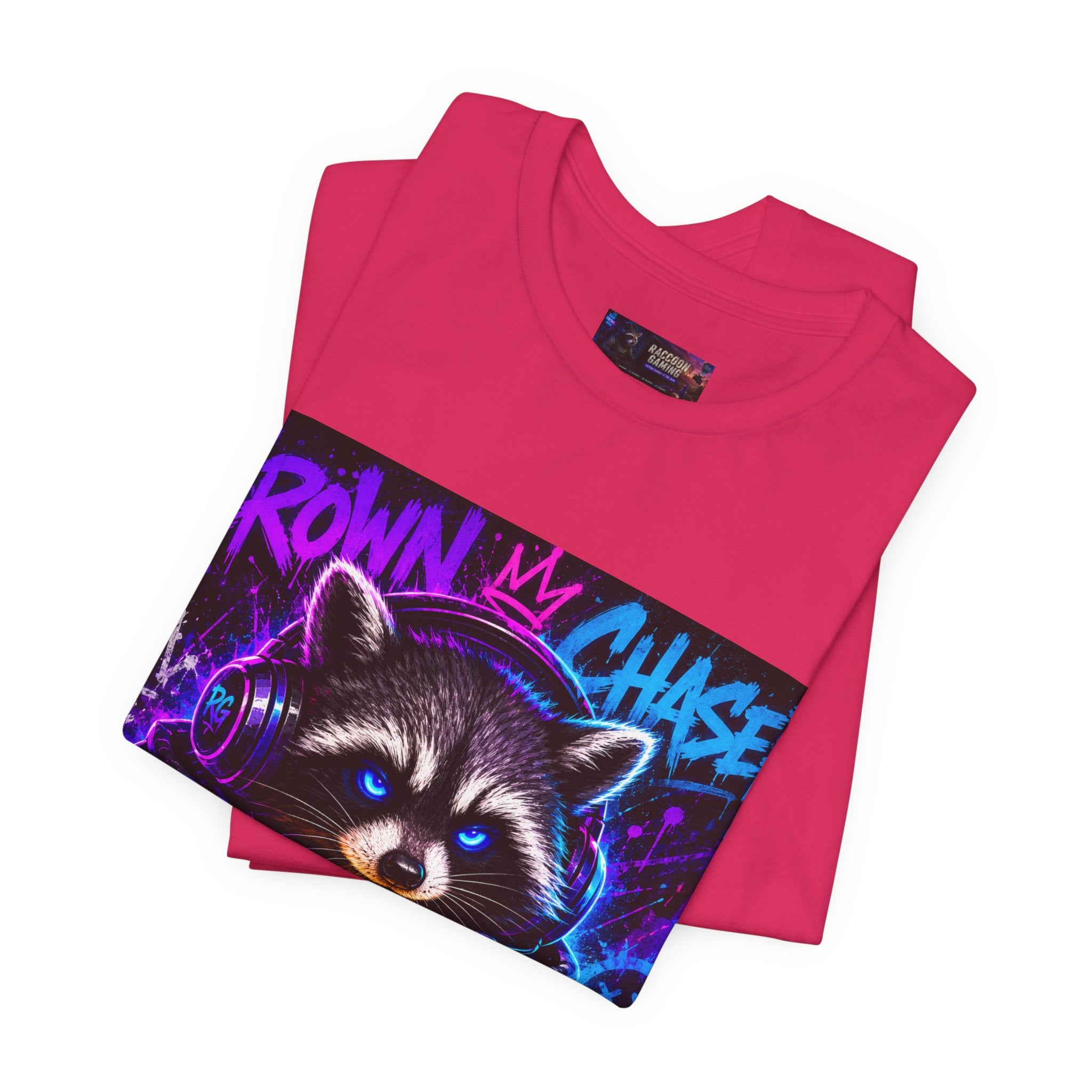 Crown Chaser Raccoon Gaming Tee — "Every Match is Earned" Gamer T-Shirt
