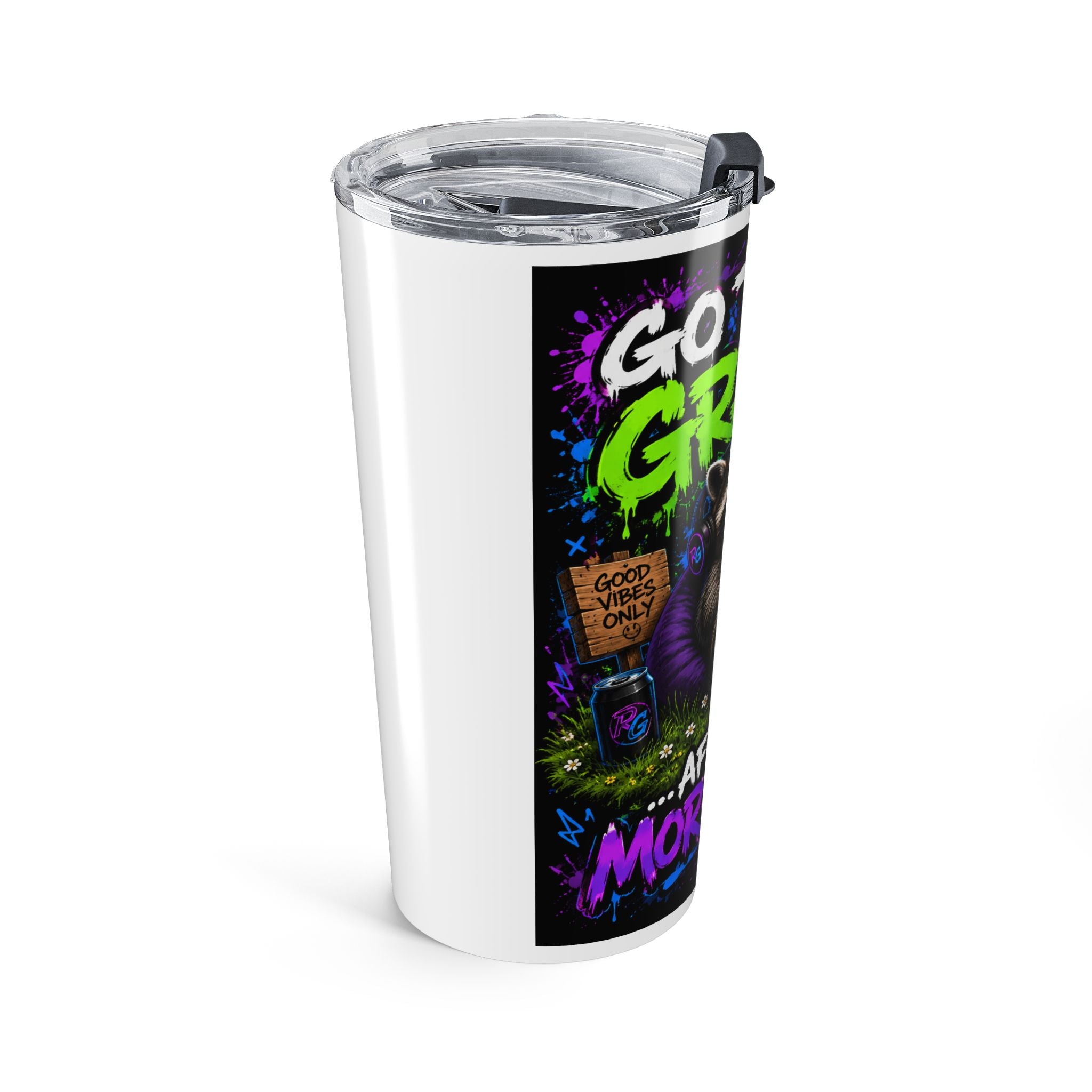 Gaming Raccoon 20oz Tumbler – "Do Not Touch Grass" Travel Cup