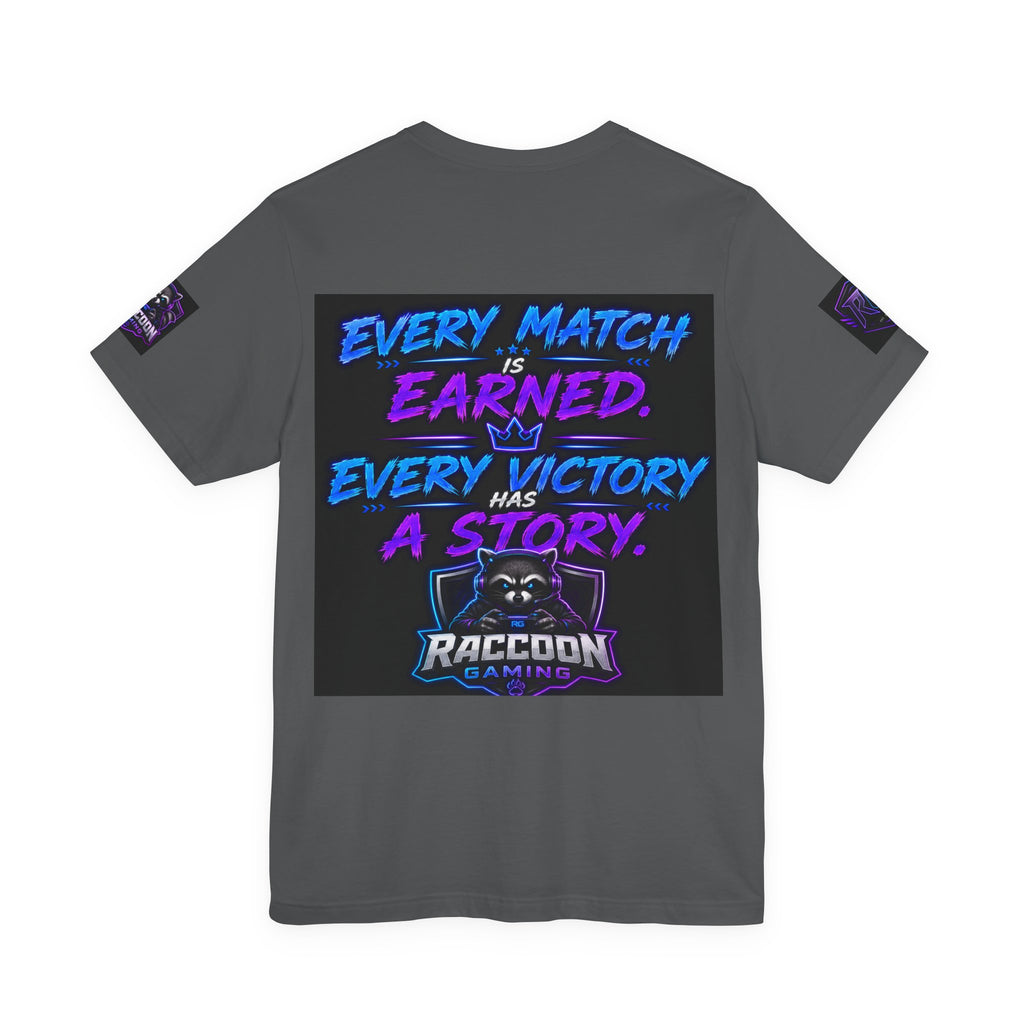 Crown Chaser Raccoon Gaming Tee — "Every Match is Earned" Gamer T-Shirt