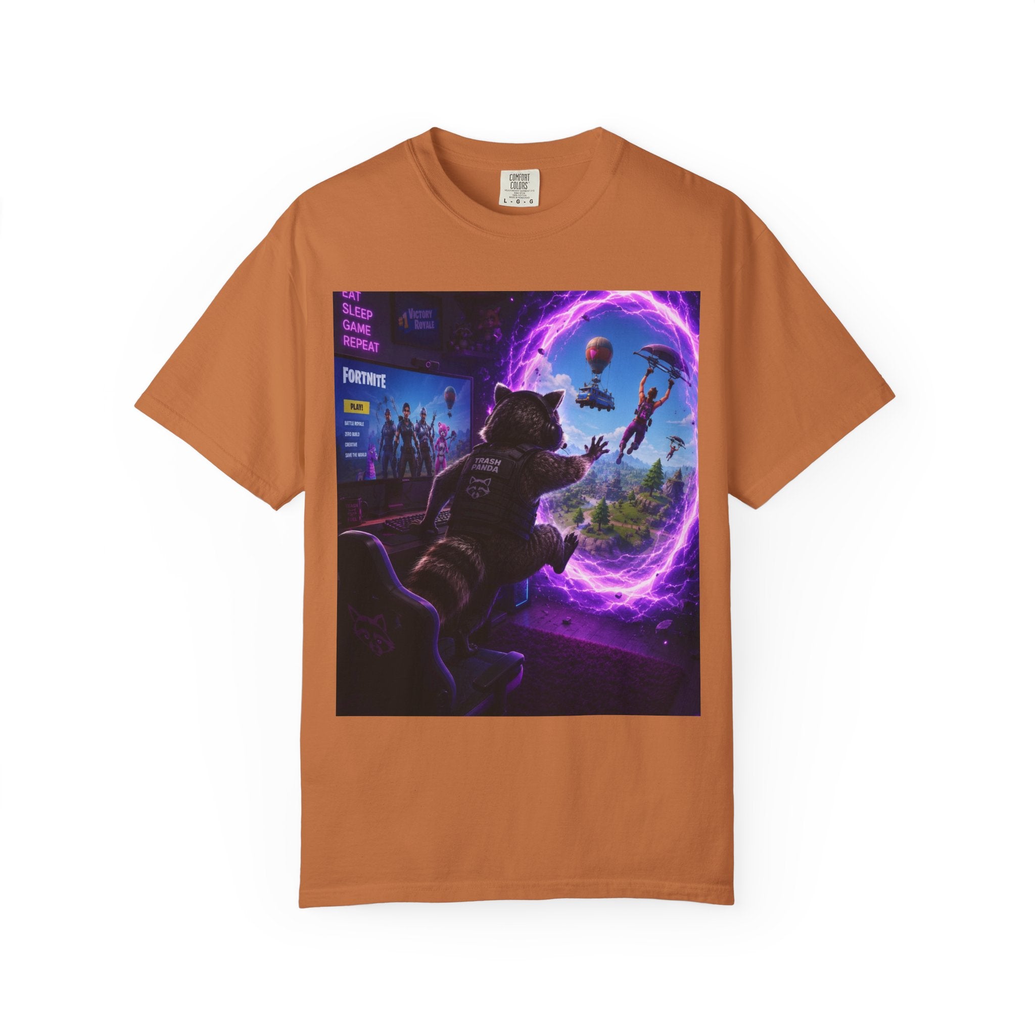 T-Shirt — Fortnite Portal Graphic Tee (Raccoon Watching Portal)
