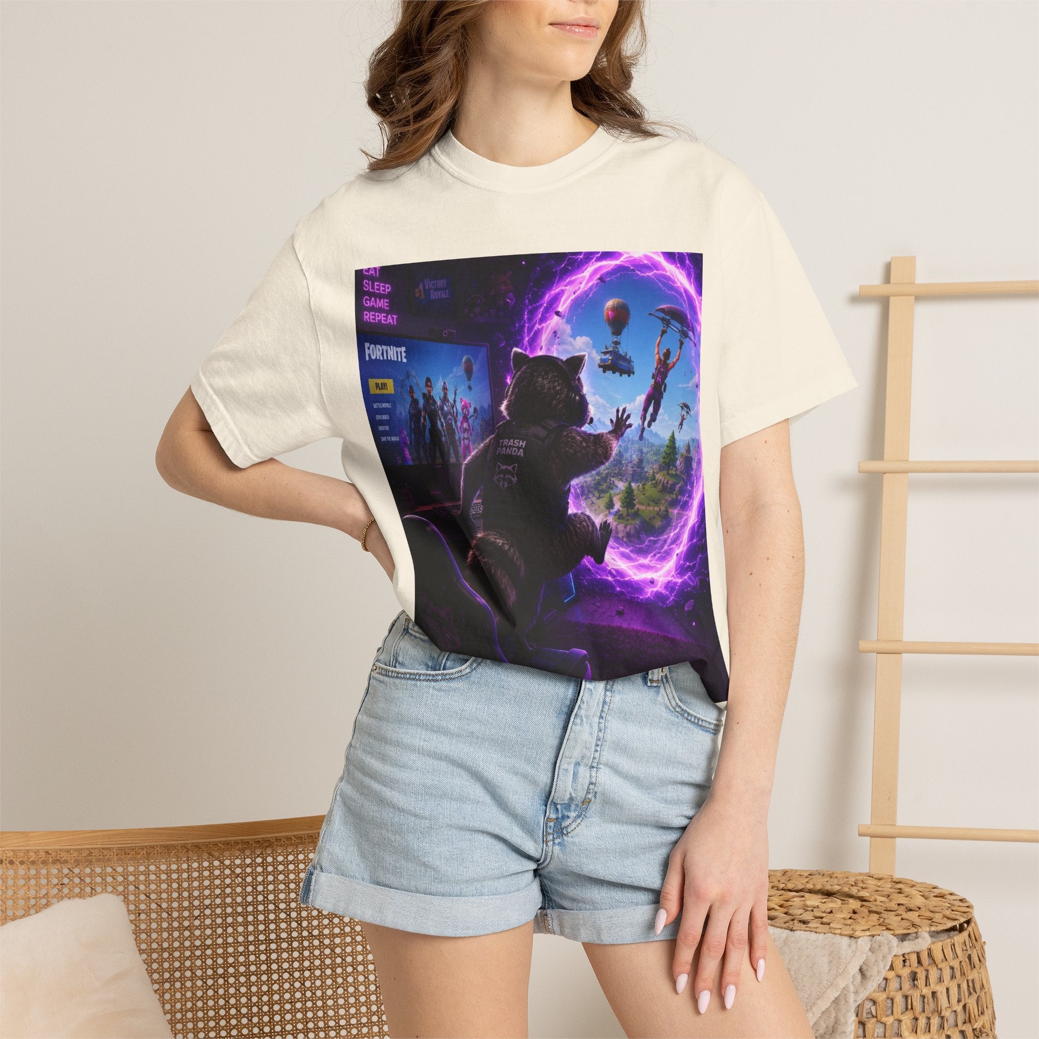 T-Shirt — Fortnite Portal Graphic Tee (Raccoon Watching Portal)