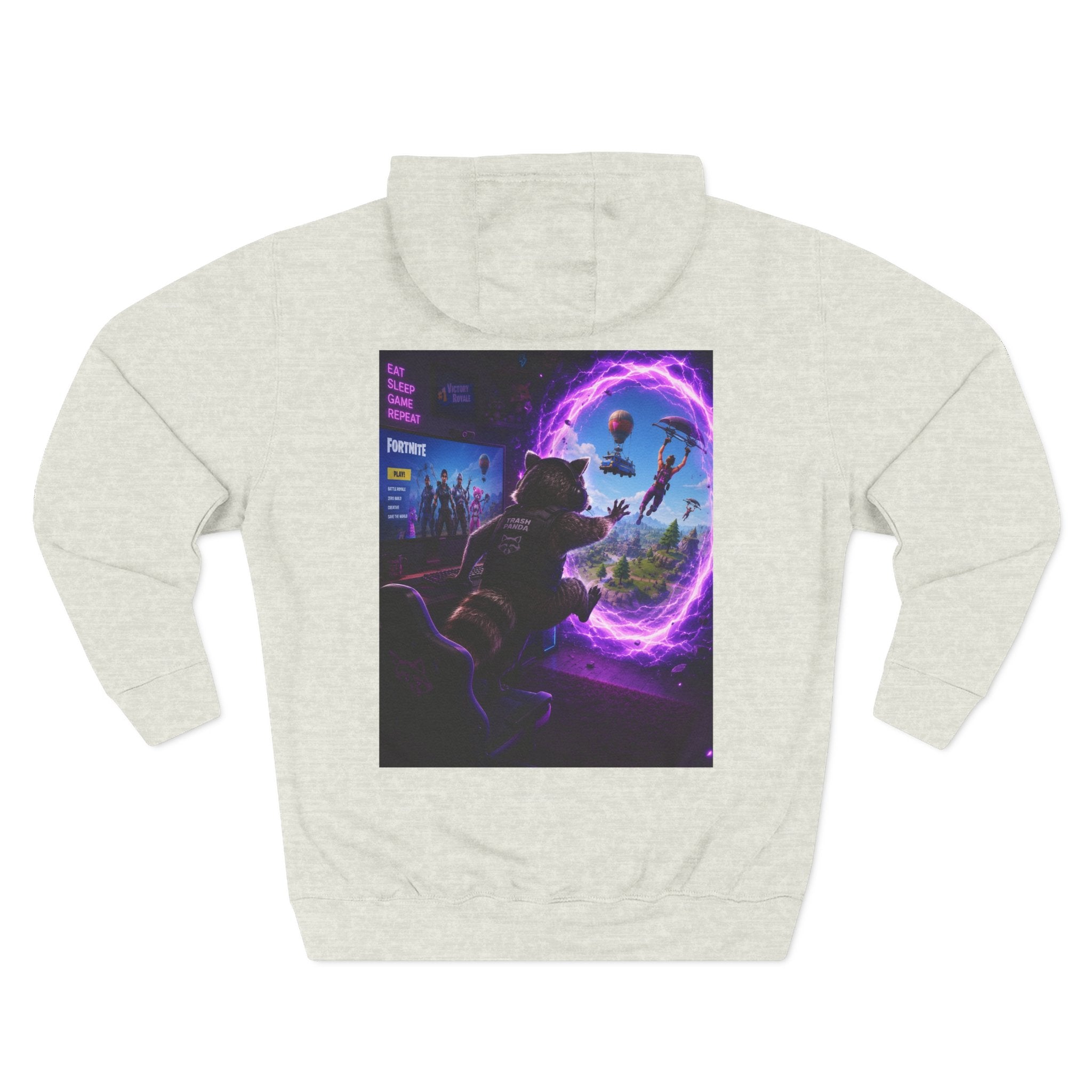 Raccoon Portal Graphic Hoodie — Gaming Sci‑Fi Fleece Pullover