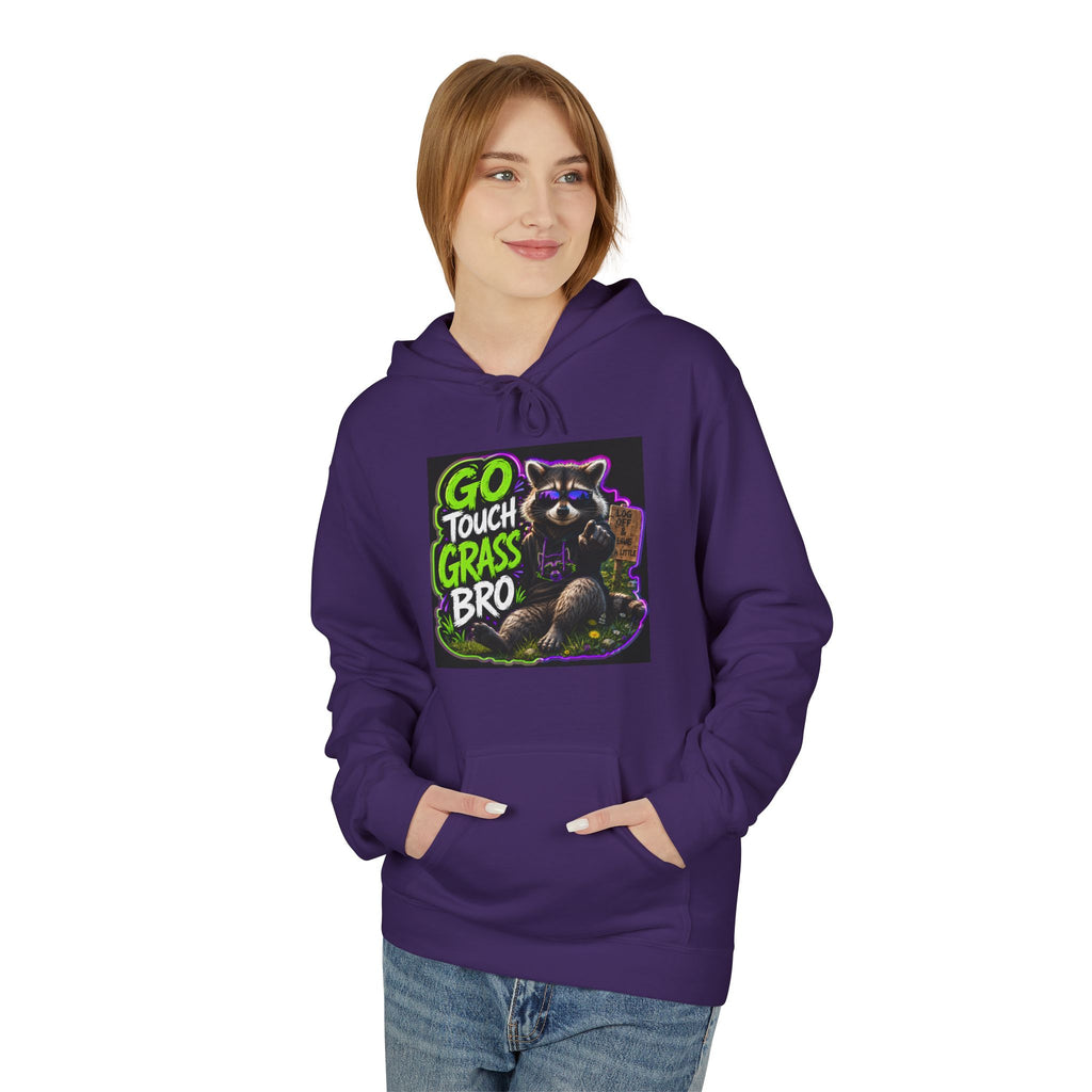 Go Touch Grass Bro Hoodie – Funny Green Text & Gamer Frog Graphic Pullover