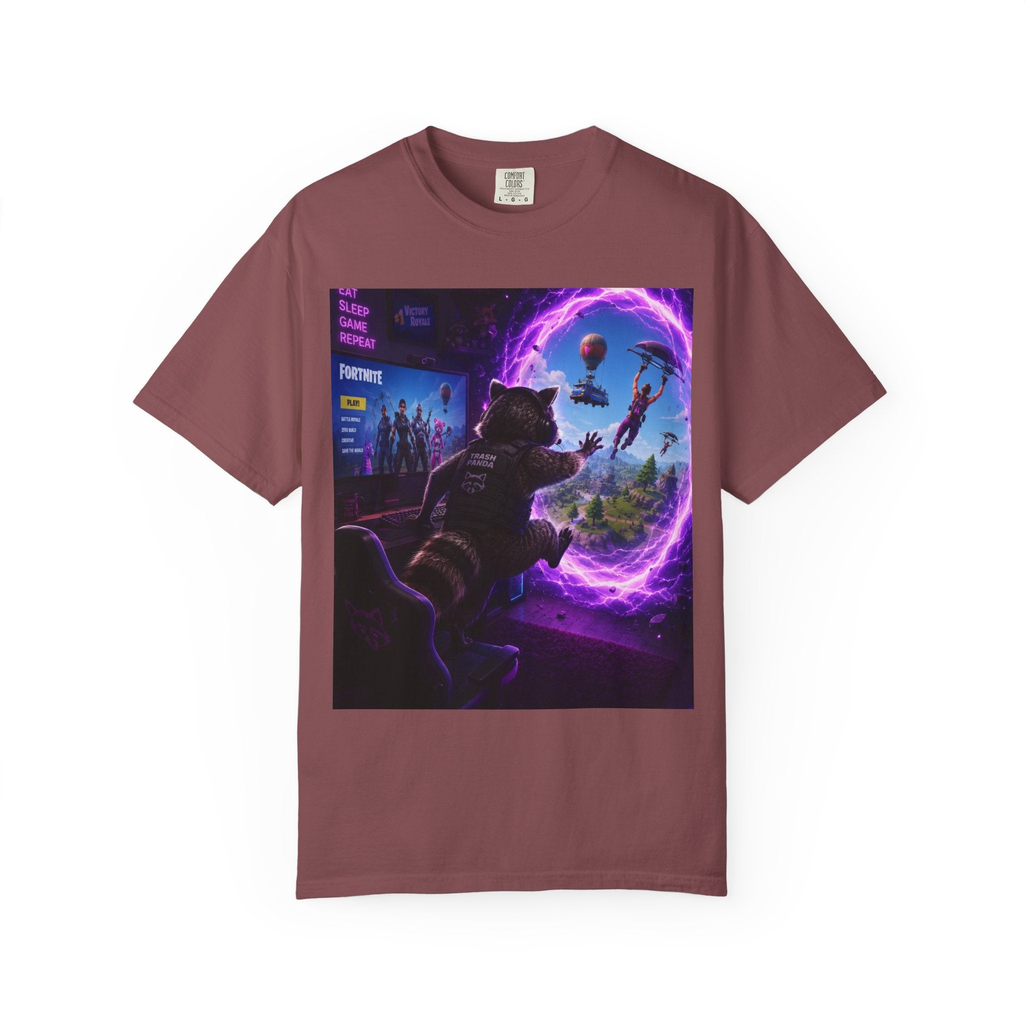 T-Shirt — Fortnite Portal Graphic Tee (Raccoon Watching Portal)