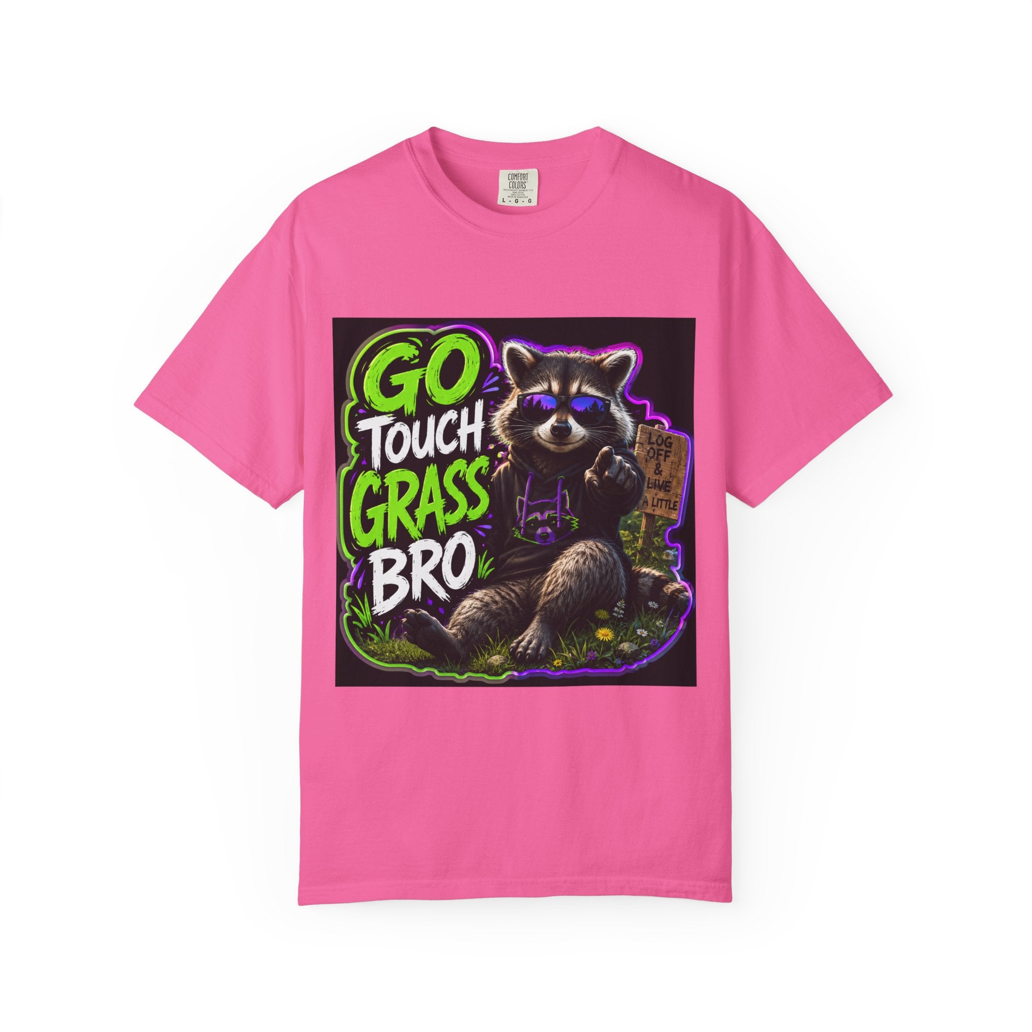Raccoon 'Go Touch Grass Bro' Graphic T-Shirt