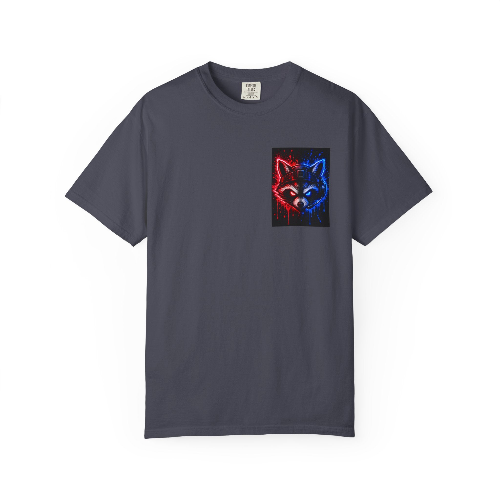 Raccoon Gaming Neon Poster T-Shirt — "Look In, Speak Up, Shine Out" Motivational Tee
