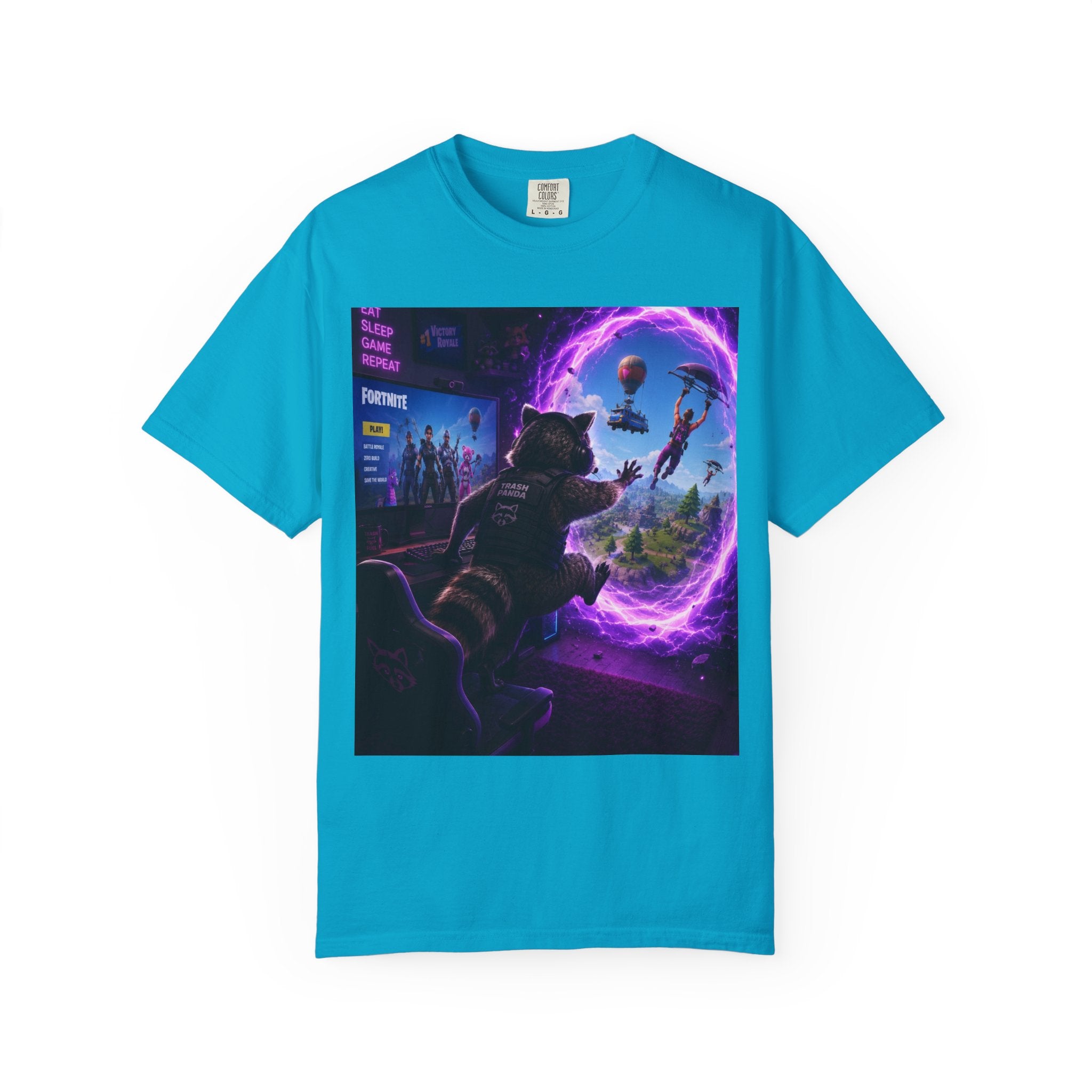 T-Shirt — Fortnite Portal Graphic Tee (Raccoon Watching Portal)