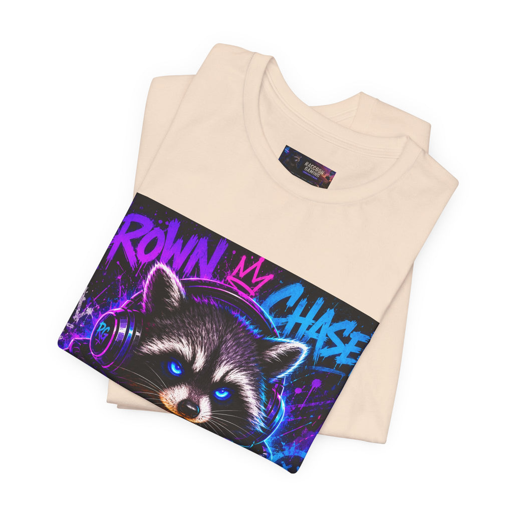 Crown Chaser Raccoon Gaming Tee — "Every Match is Earned" Gamer T-Shirt