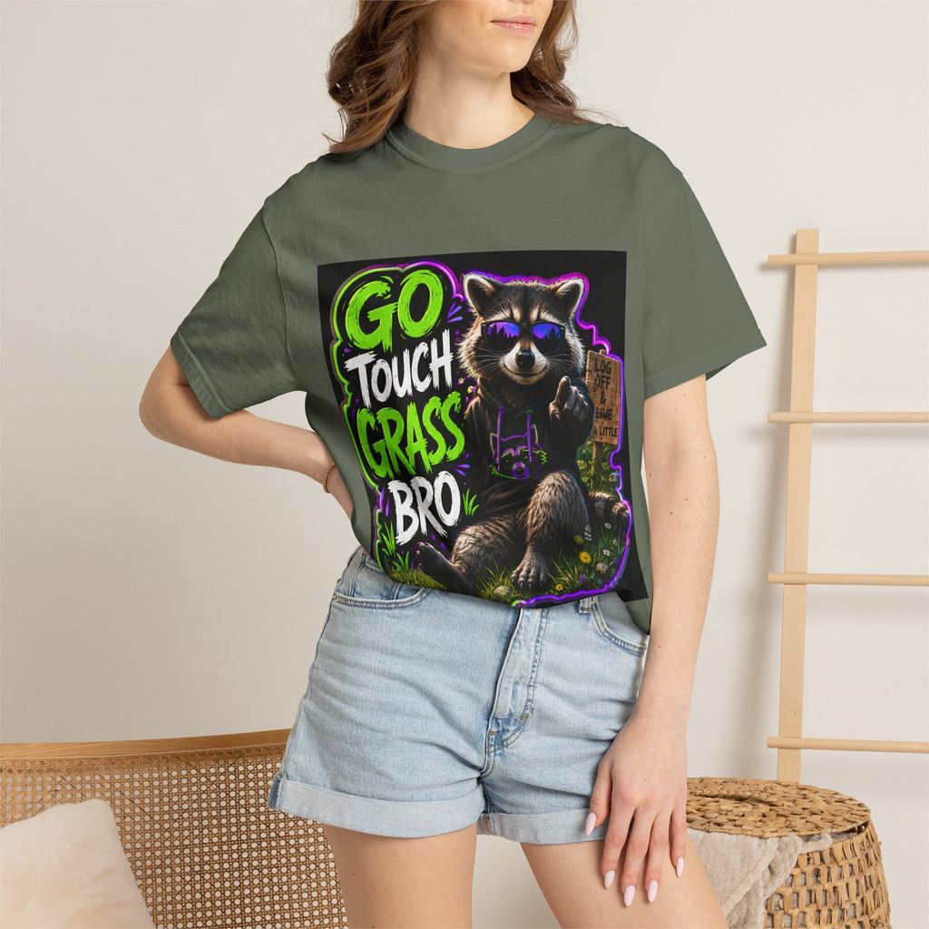 Raccoon 'Go Touch Grass Bro' Graphic T-Shirt