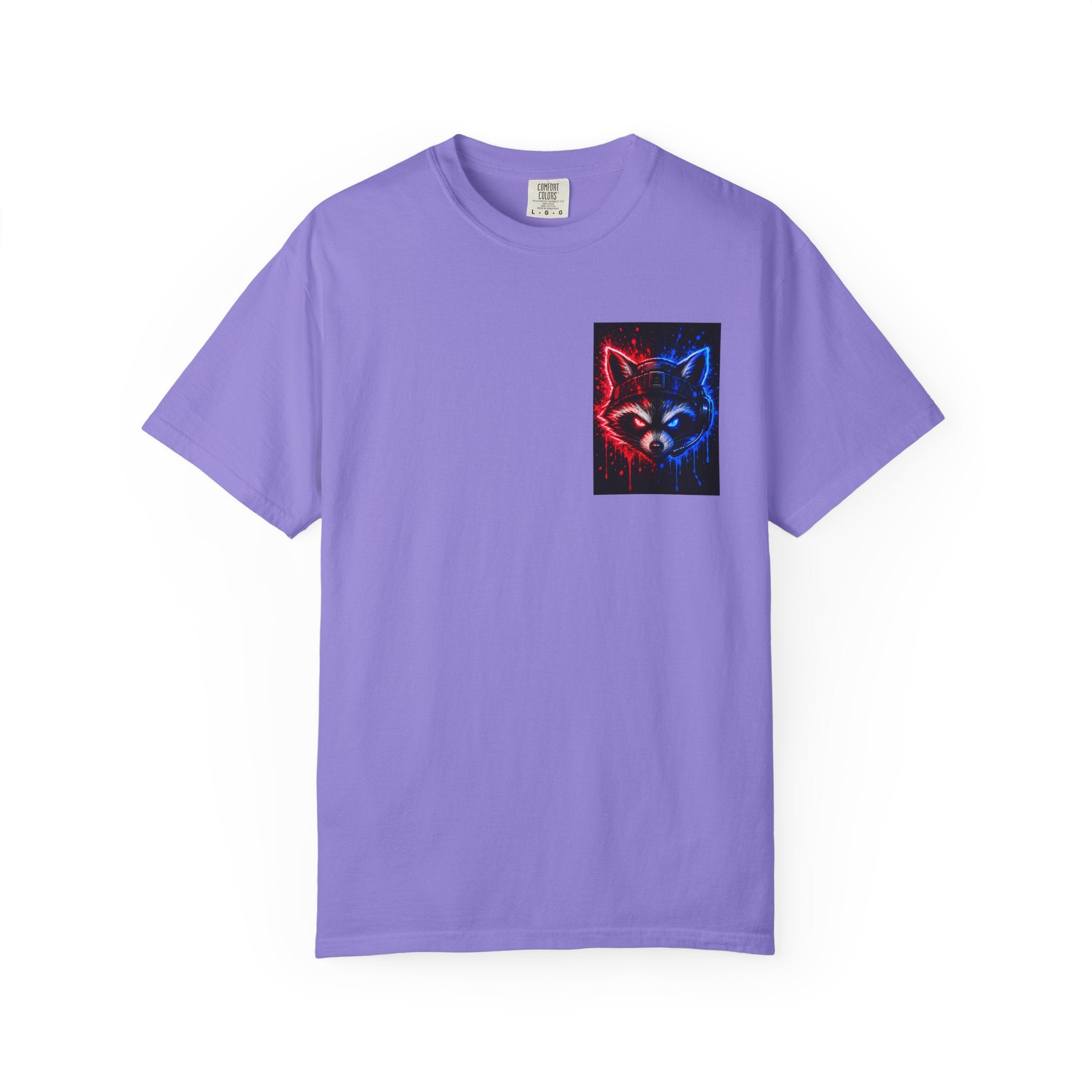 Raccoon Gaming Neon Poster T-Shirt — "Look In, Speak Up, Shine Out" Motivational Tee