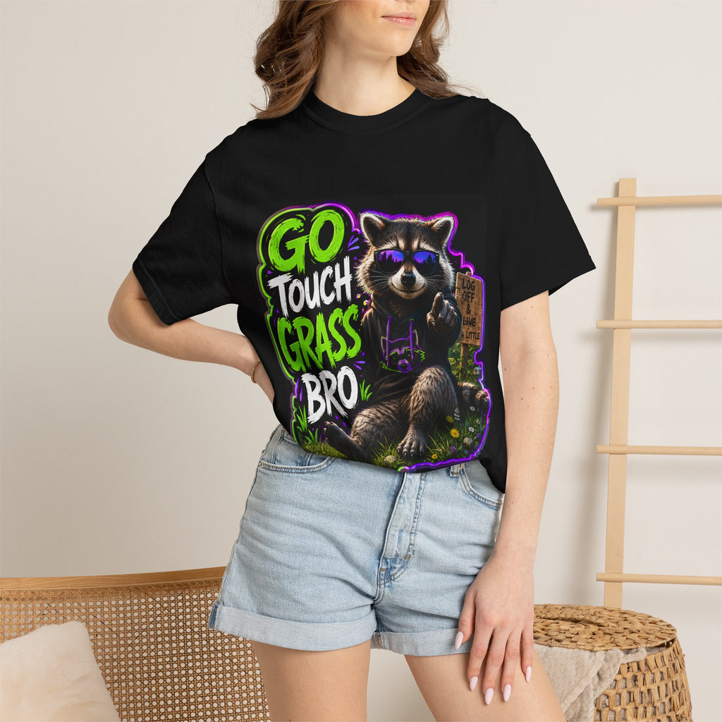 Raccoon 'Go Touch Grass Bro' Graphic T-Shirt