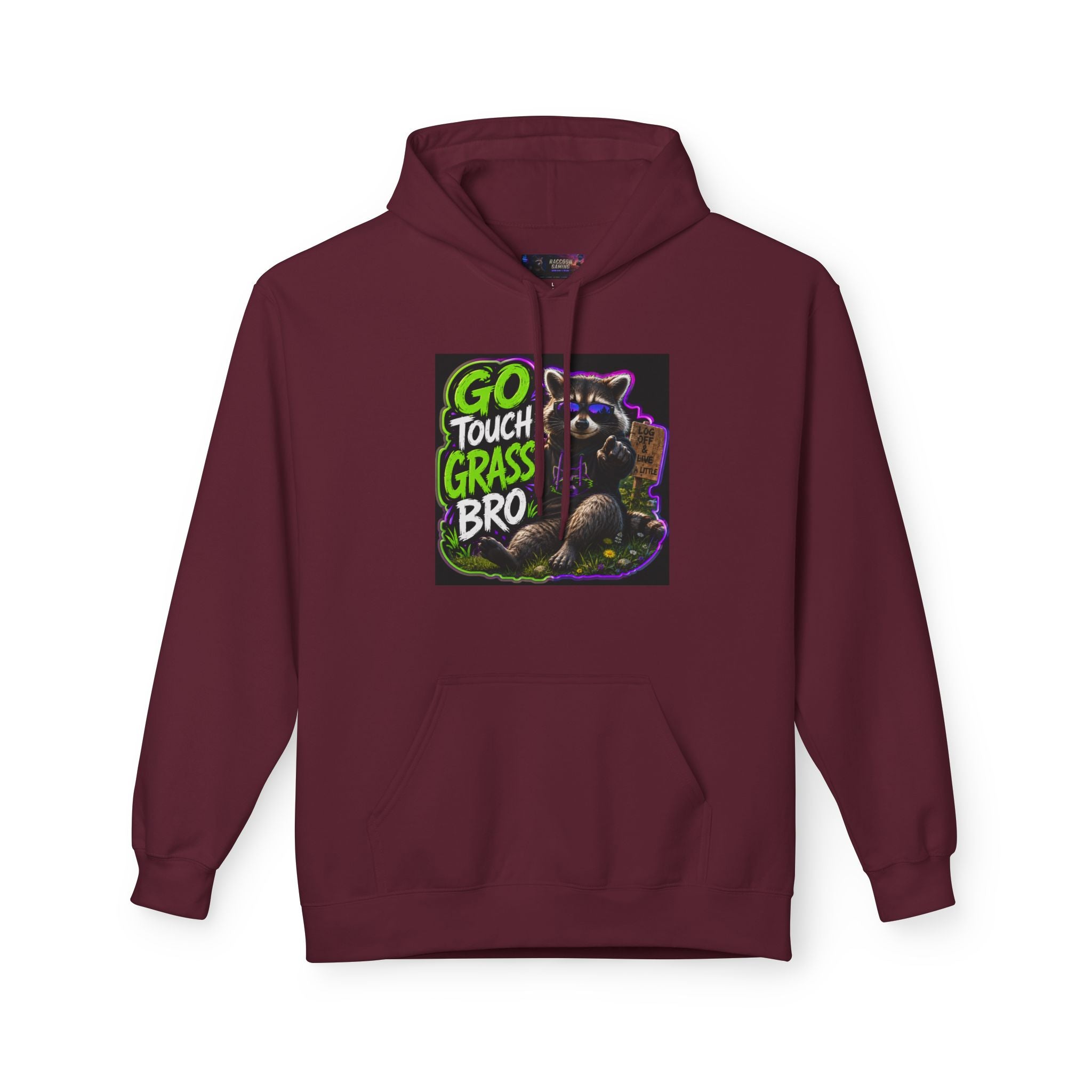 Go Touch Grass Bro Hoodie – Funny Green Text & Gamer Frog Graphic Pullover