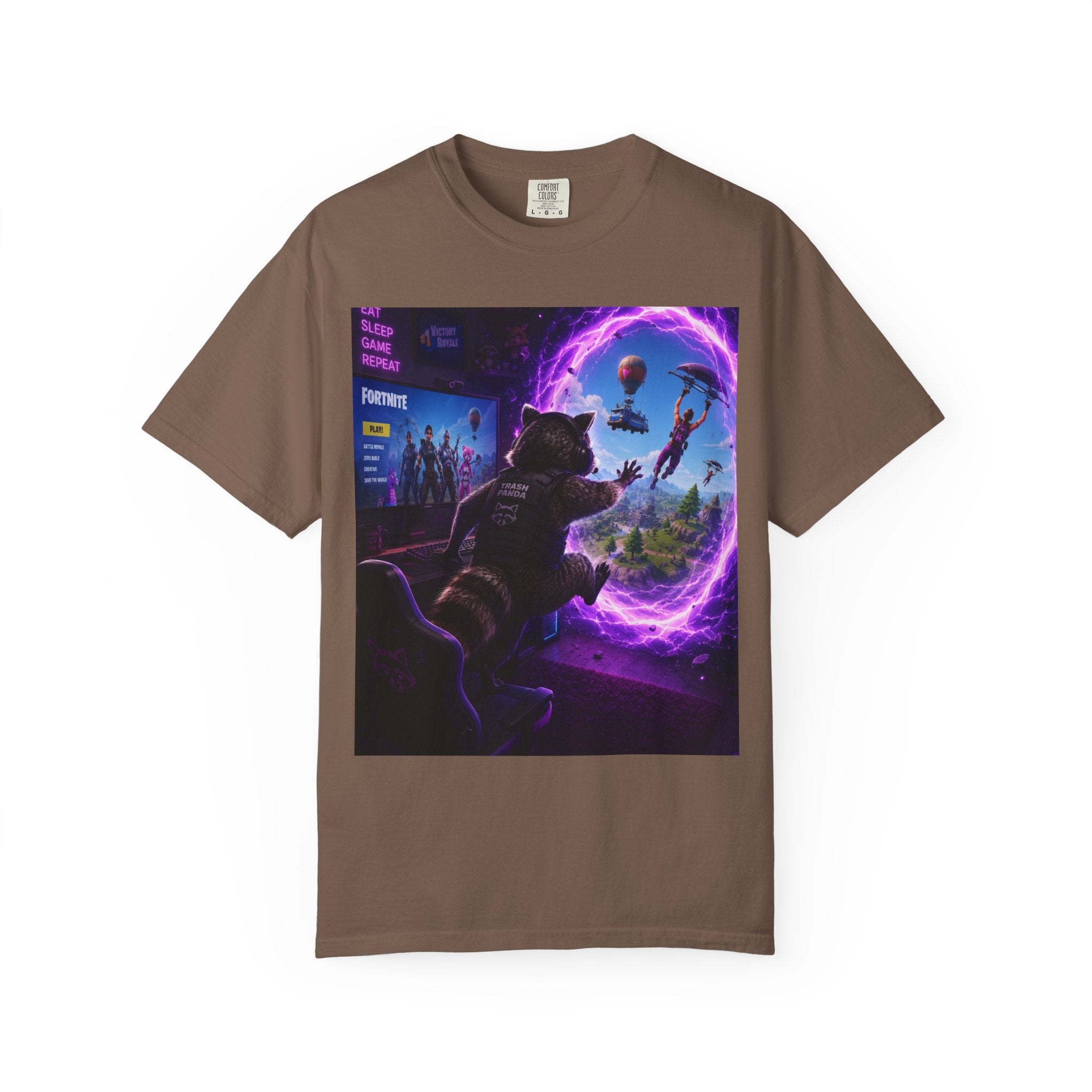 T-Shirt — Fortnite Portal Graphic Tee (Raccoon Watching Portal)