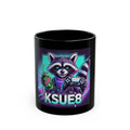 Gamer Raccoon Black Mug — KSUE8 Gaming Controller & Energy Drink Design (11oz/15oz)