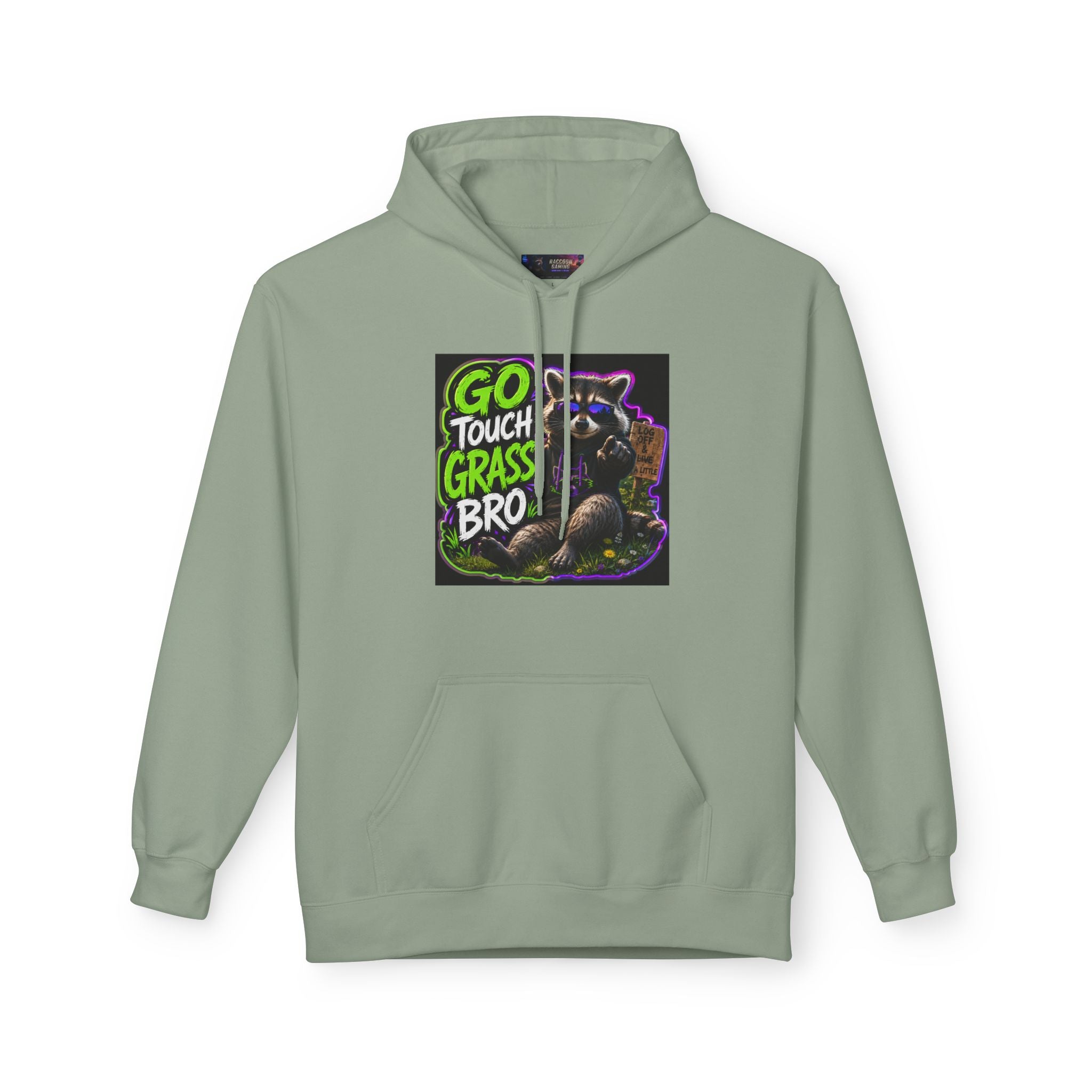 Go Touch Grass Bro Hoodie – Funny Green Text & Gamer Frog Graphic Pullover