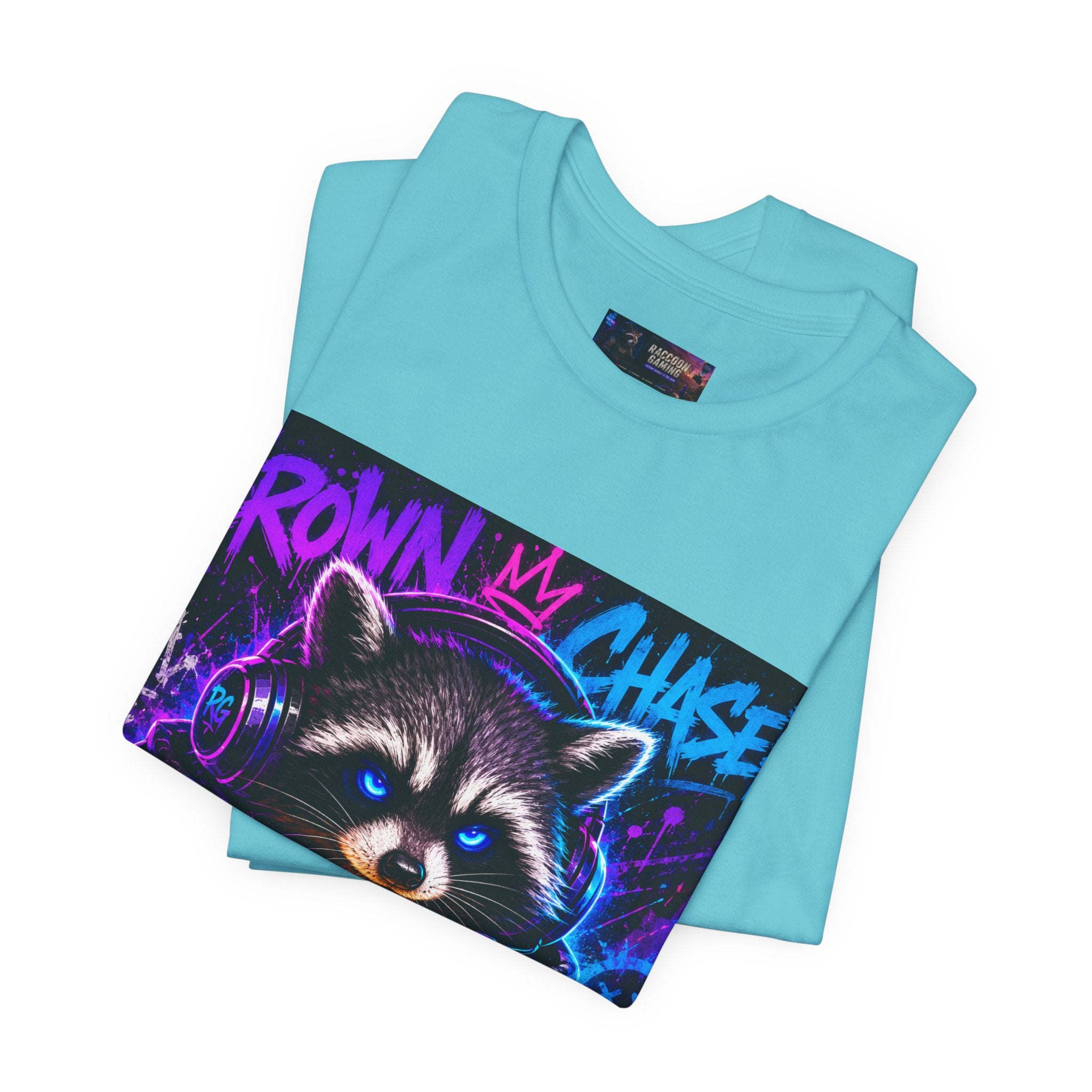 Crown Chaser Raccoon Gaming Tee — "Every Match is Earned" Gamer T-Shirt