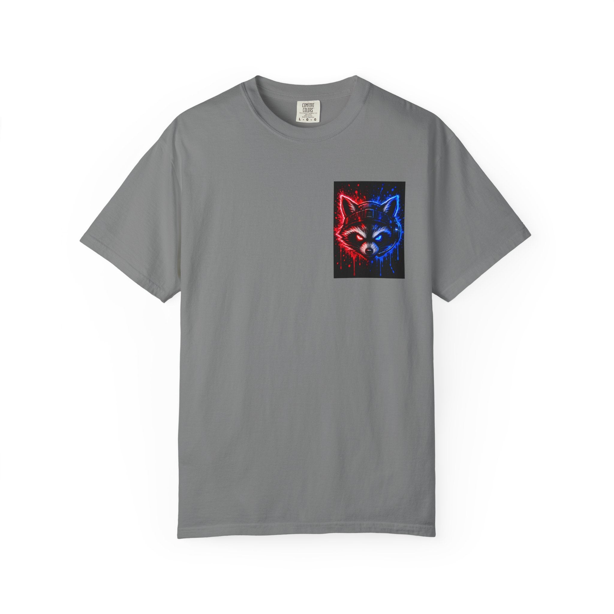 Raccoon Gaming Neon Poster T-Shirt — "Look In, Speak Up, Shine Out" Motivational Tee