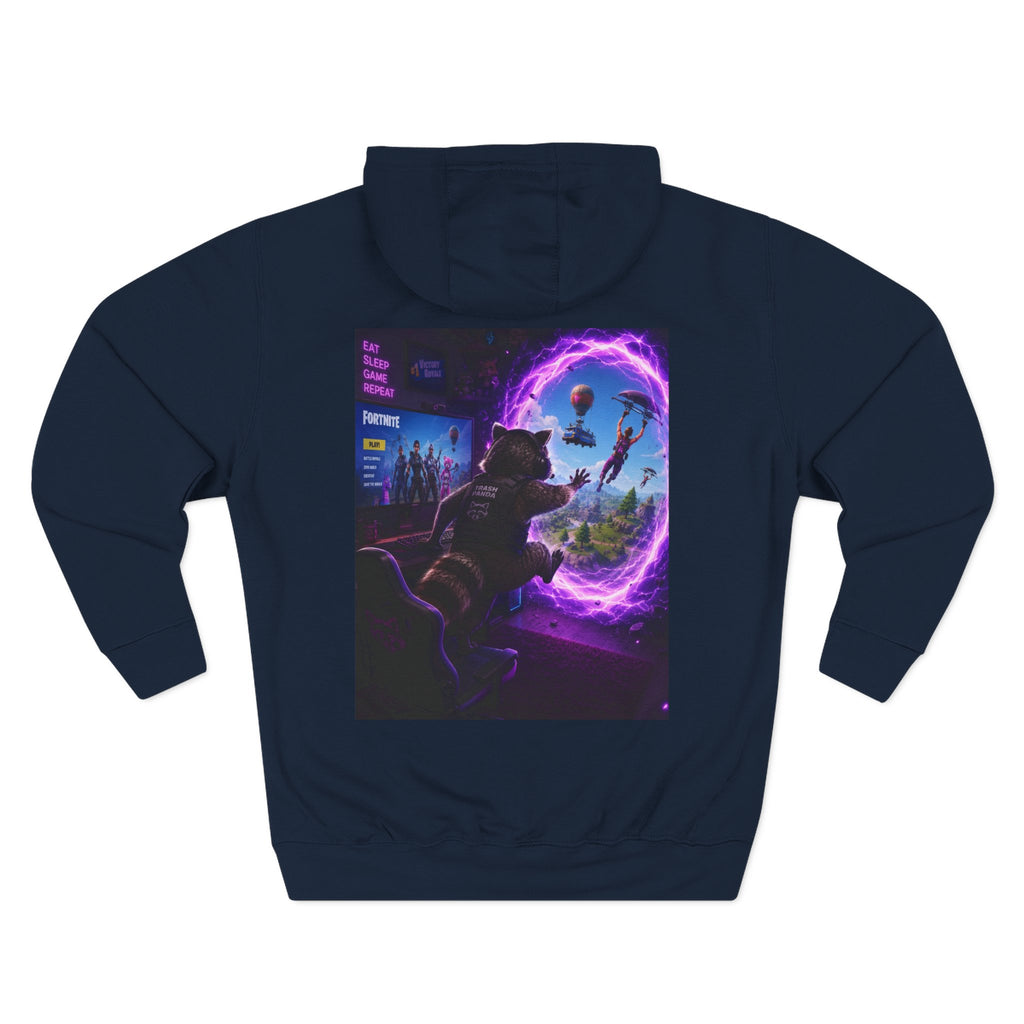 Raccoon Portal Graphic Hoodie — Gaming Sci‑Fi Fleece Pullover