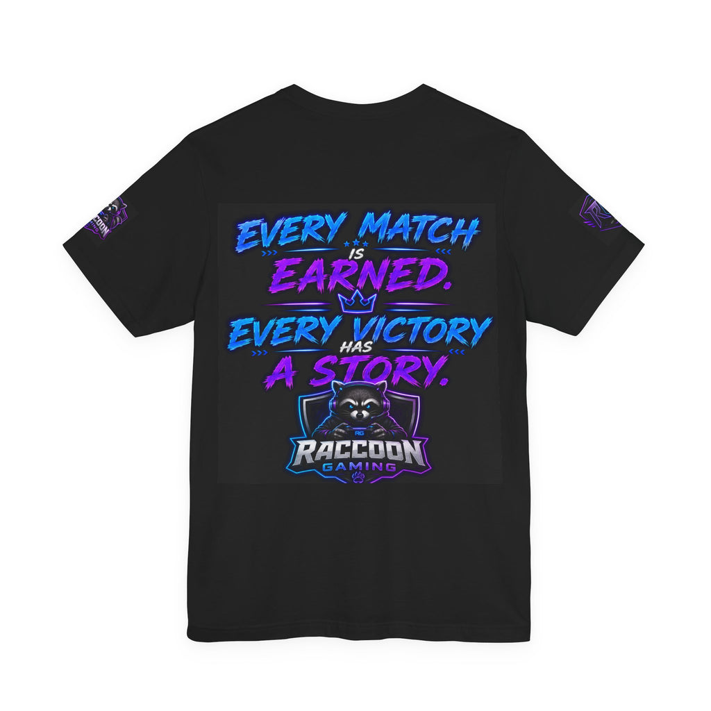 Crown Chaser Raccoon Gaming Tee — "Every Match is Earned" Gamer T-Shirt