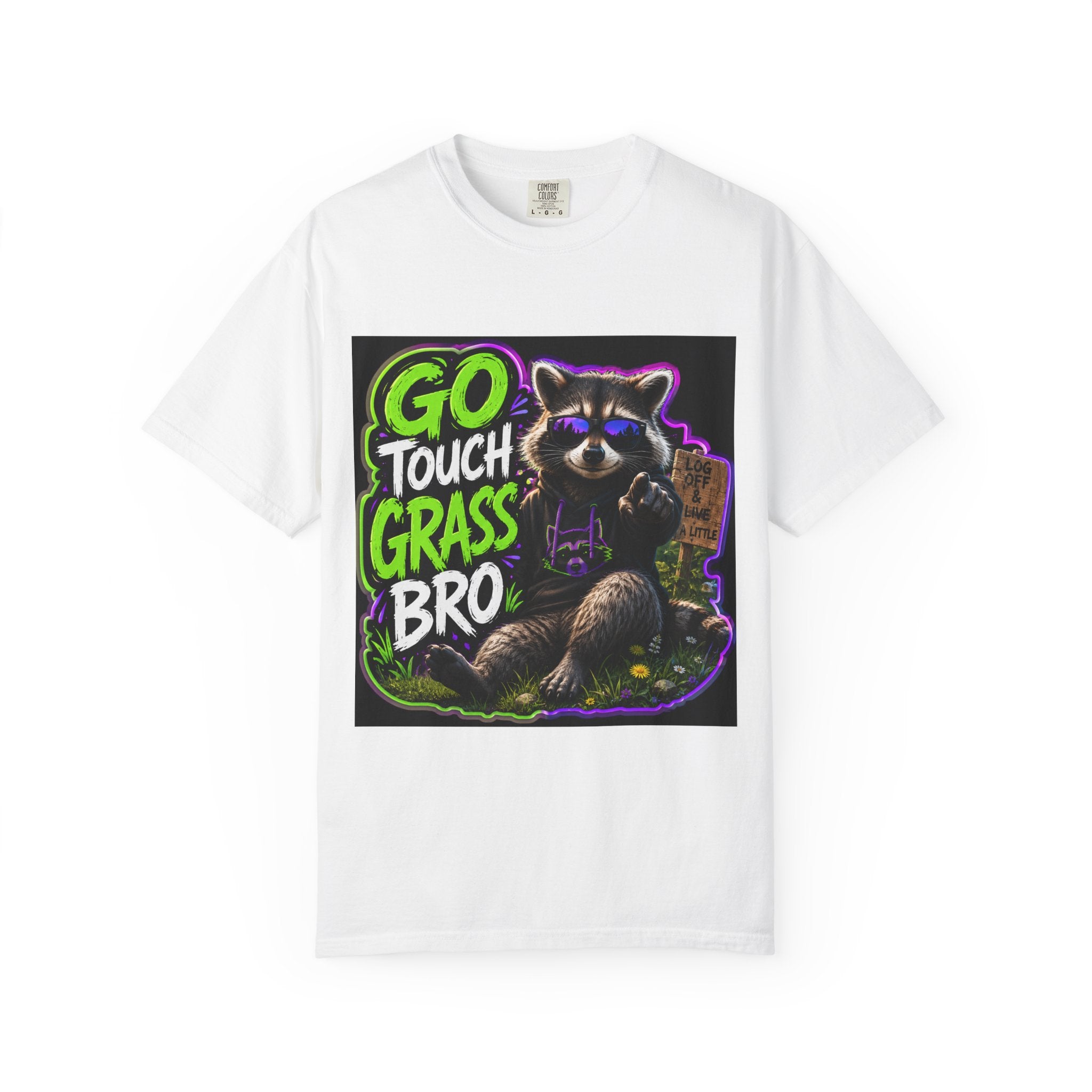Raccoon 'Go Touch Grass Bro' Graphic T-Shirt