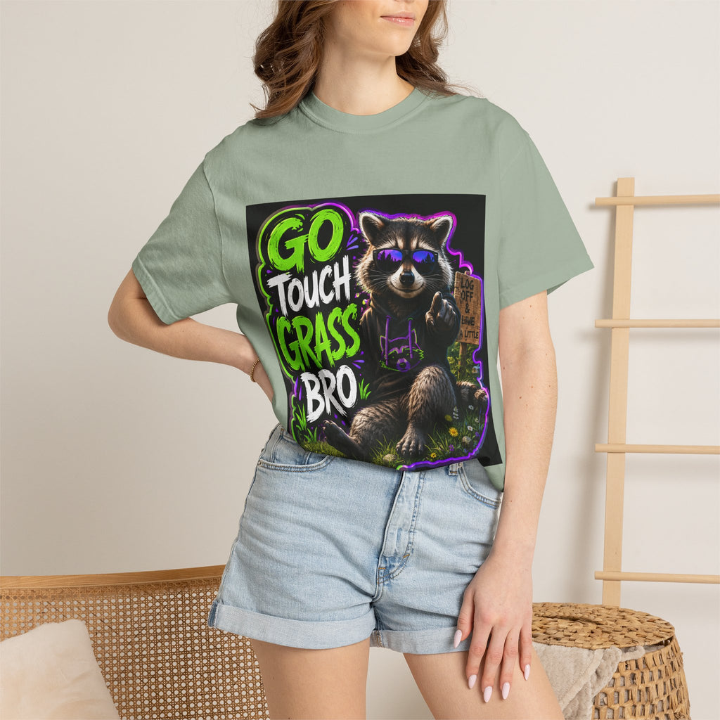 Raccoon 'Go Touch Grass Bro' Graphic T-Shirt