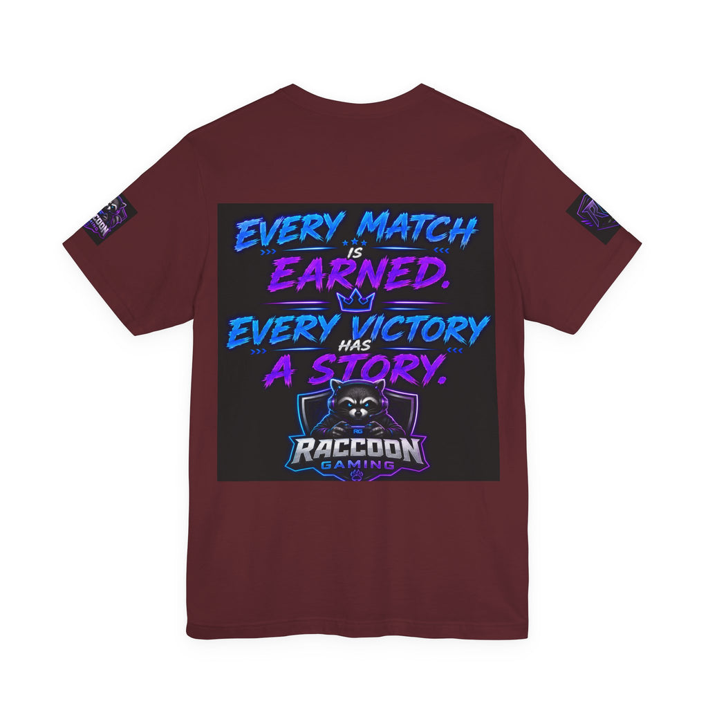 Crown Chaser Raccoon Gaming Tee — "Every Match is Earned" Gamer T-Shirt