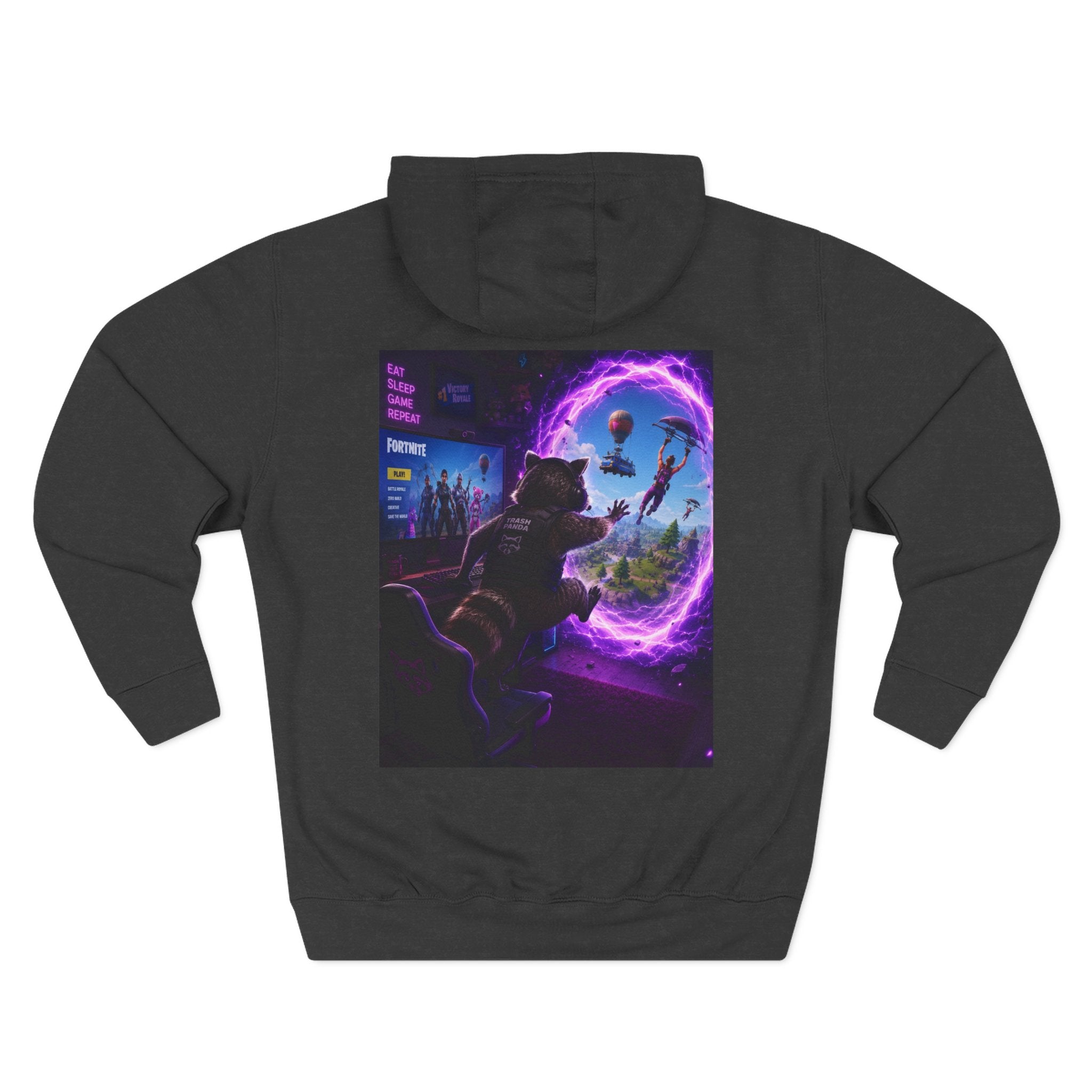 Raccoon Portal Graphic Hoodie — Gaming Sci‑Fi Fleece Pullover