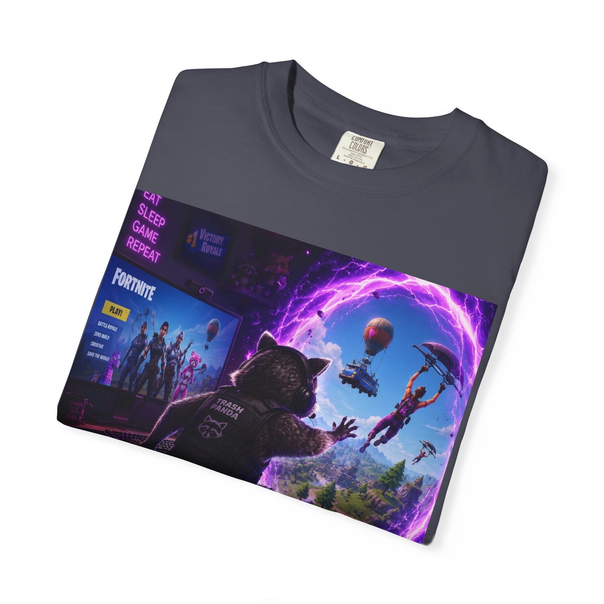 T-Shirt — Fortnite Portal Graphic Tee (Raccoon Watching Portal)