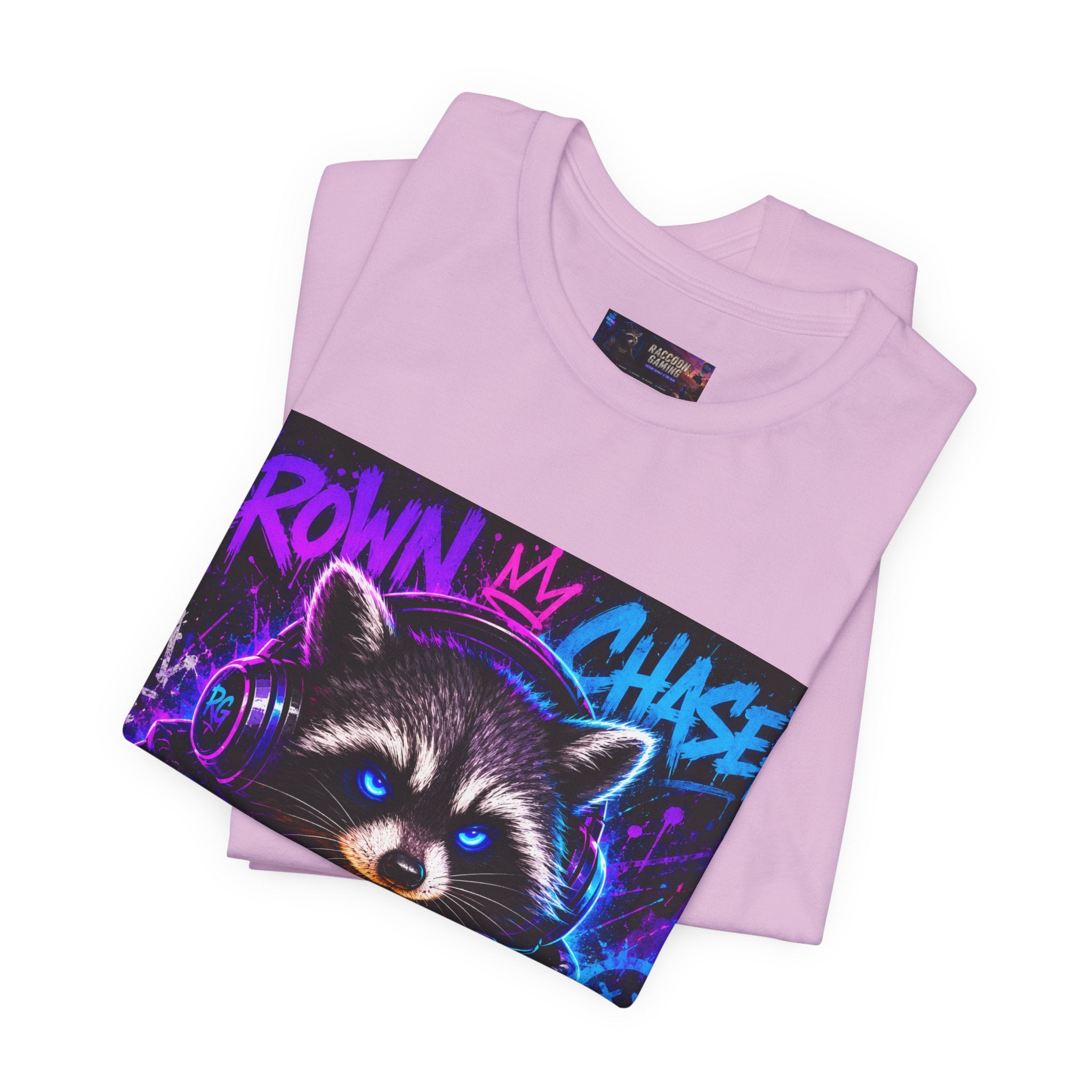 Crown Chaser Raccoon Gaming Tee — "Every Match is Earned" Gamer T-Shirt