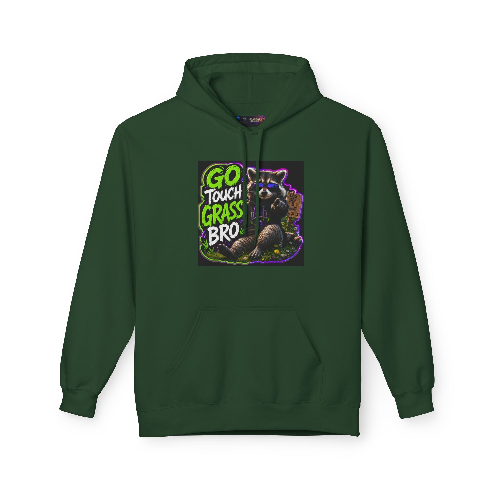 Go Touch Grass Bro Hoodie – Funny Green Text & Gamer Frog Graphic Pullover