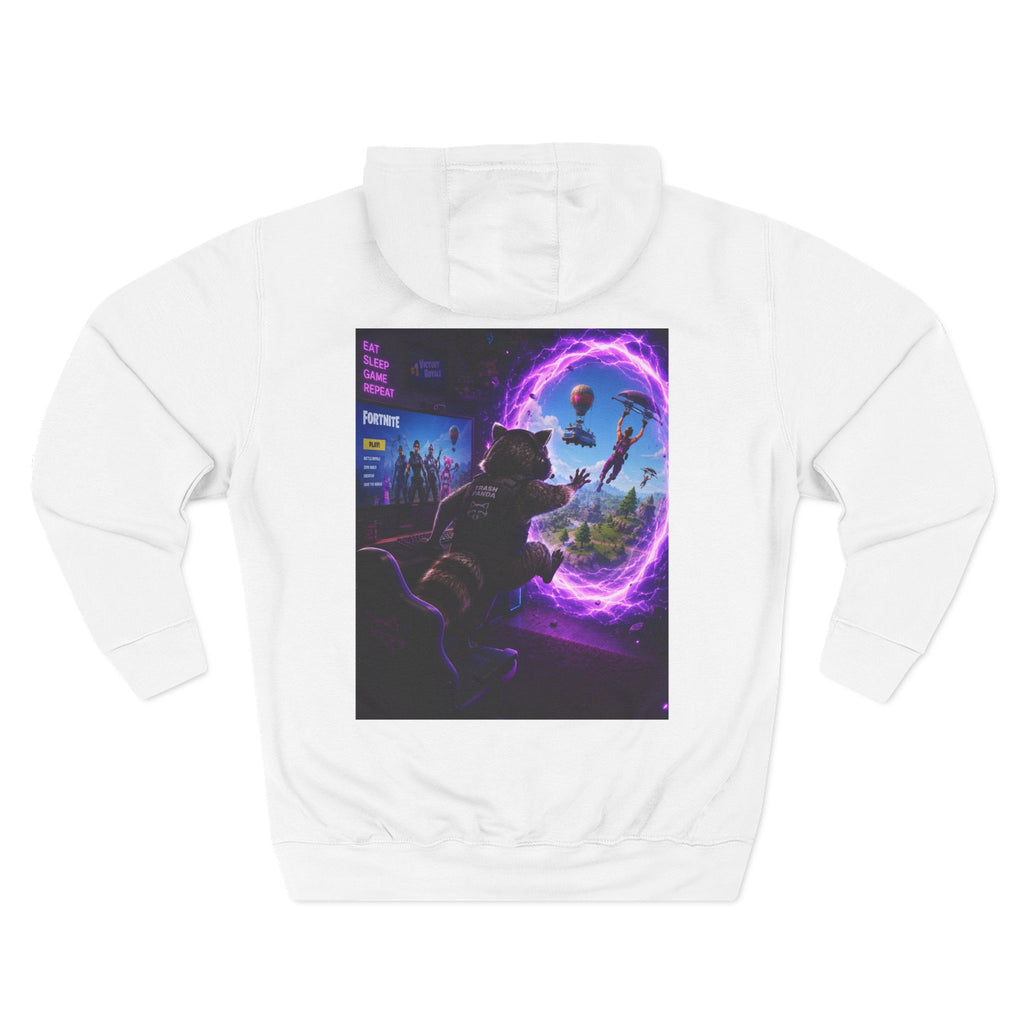Raccoon Portal Graphic Hoodie — Gaming Sci‑Fi Fleece Pullover