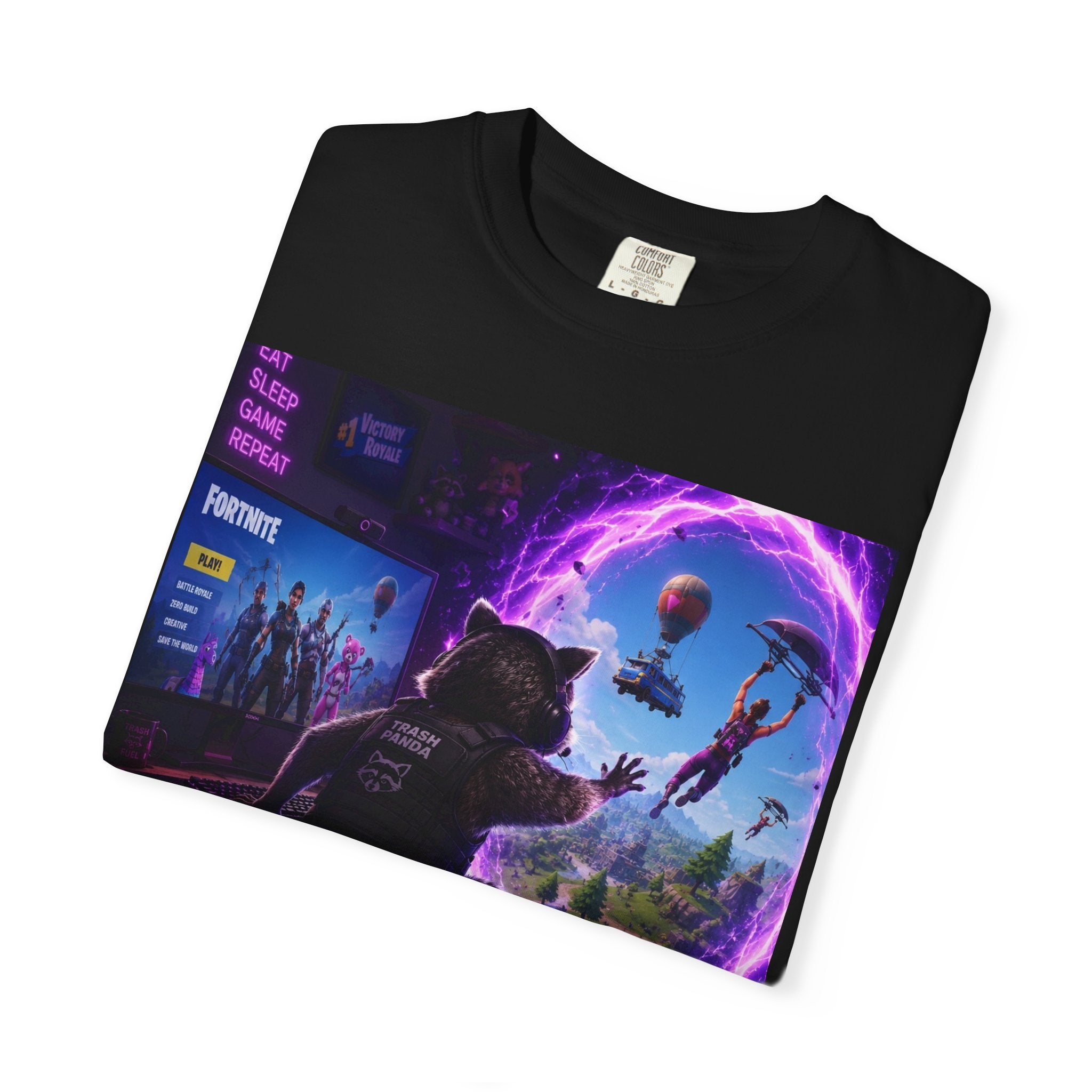 T-Shirt — Fortnite Portal Graphic Tee (Raccoon Watching Portal)